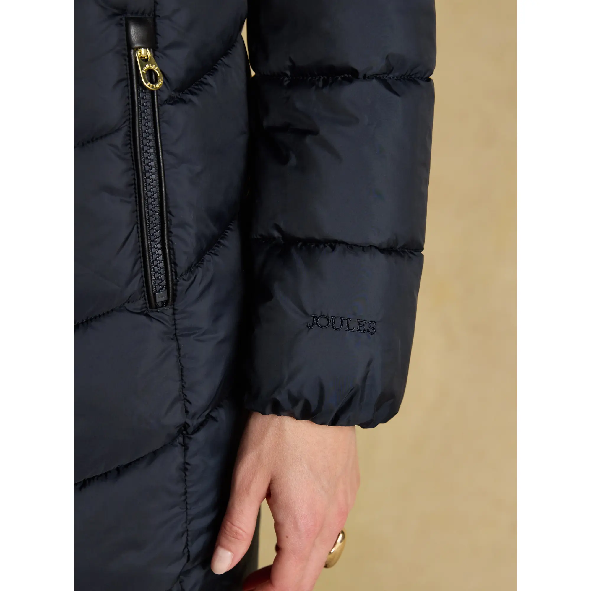 Product image 10 of 11 of Joules Women's Moorsdale Mid Length Showerproof Padded Coat with Hood - Navy
