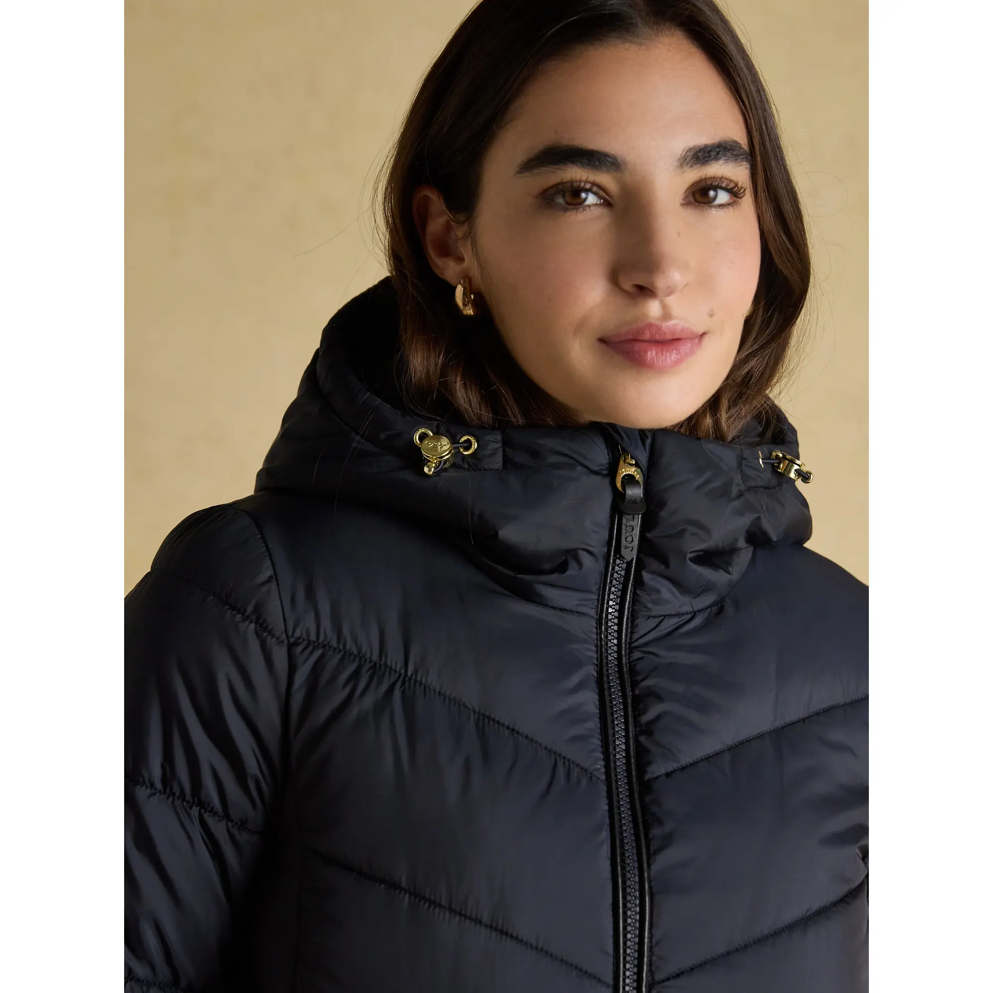 Product image 7 of 11 of Joules Women's Moorsdale Mid Length Showerproof Padded Coat with Hood - Navy