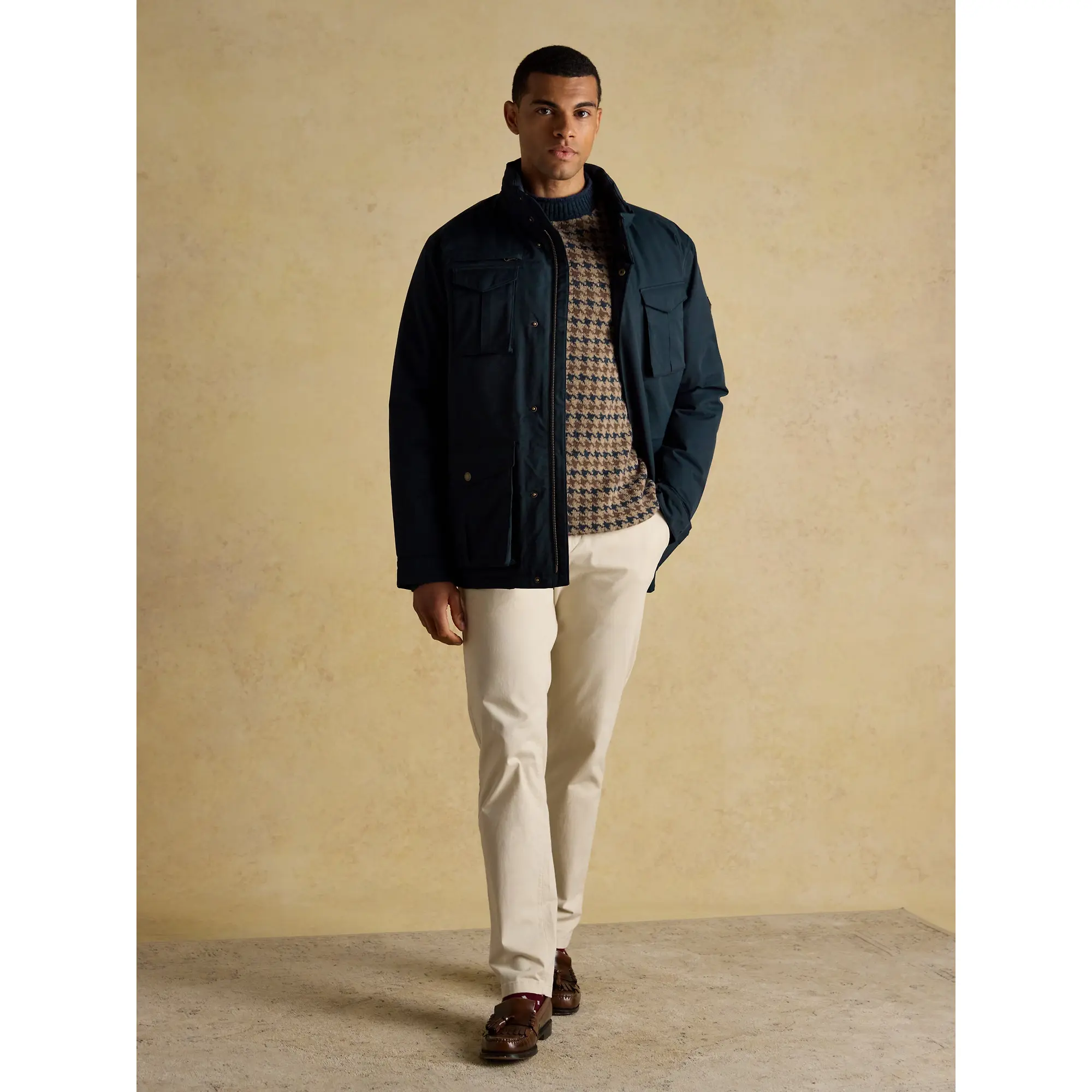 Product image 4 of 12 of Joules Men's Beckett Waterproof Field Coat With Packable Hood - Navy