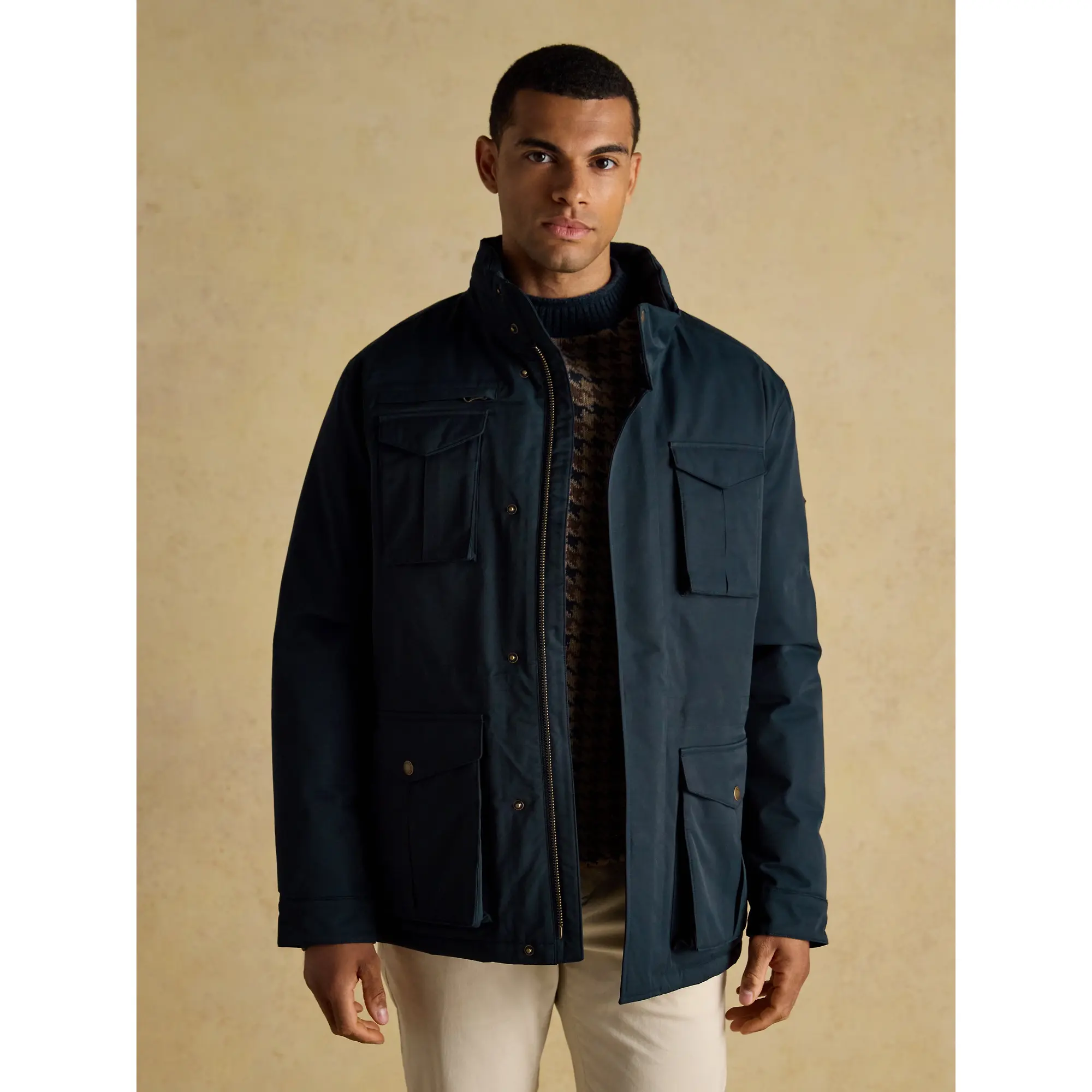 Product image 5 of 12 of Joules Men's Beckett Waterproof Field Coat With Packable Hood - Navy