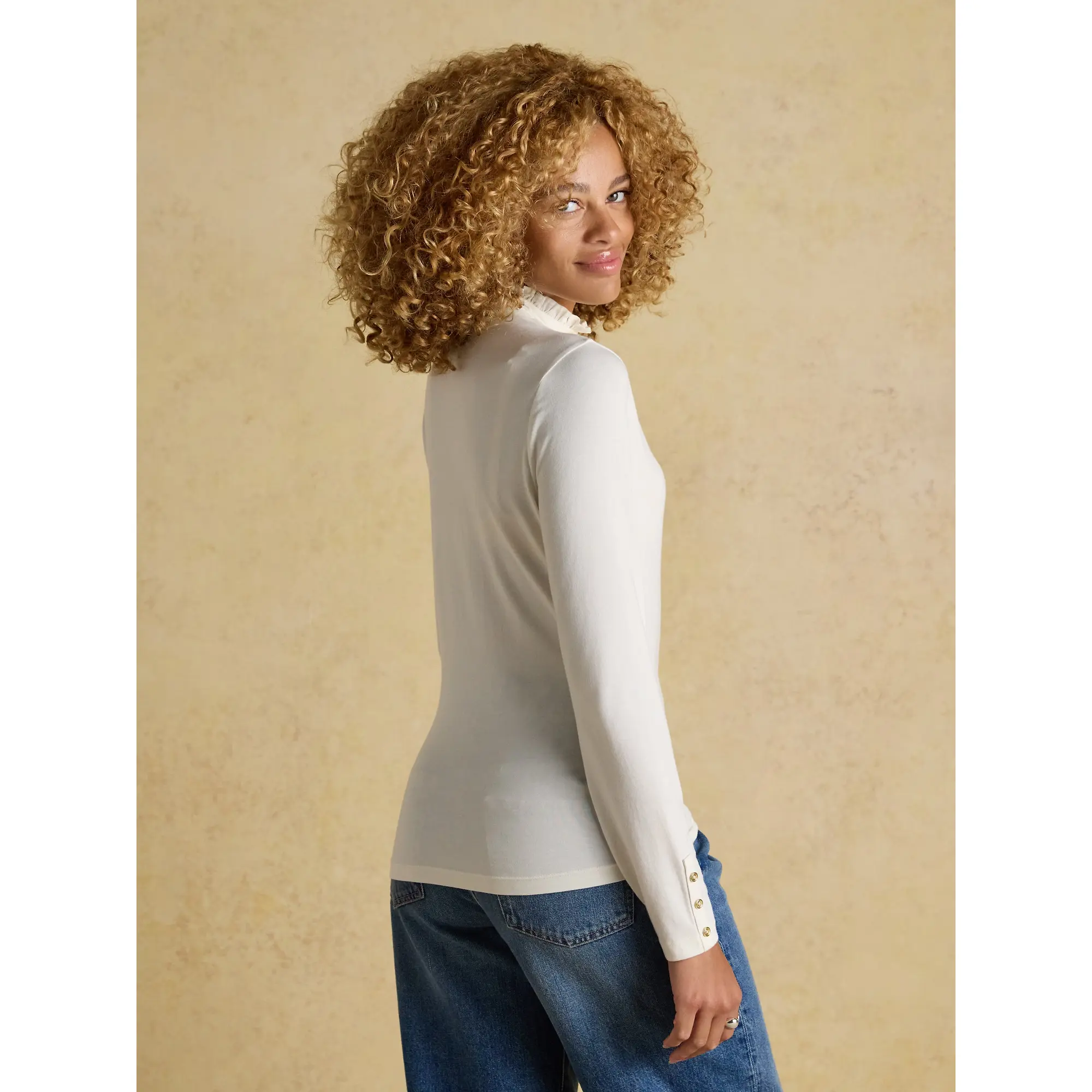 Product image 5 of 6 of Joules Women's Amy Cream High Neck Jersey Top - Cream