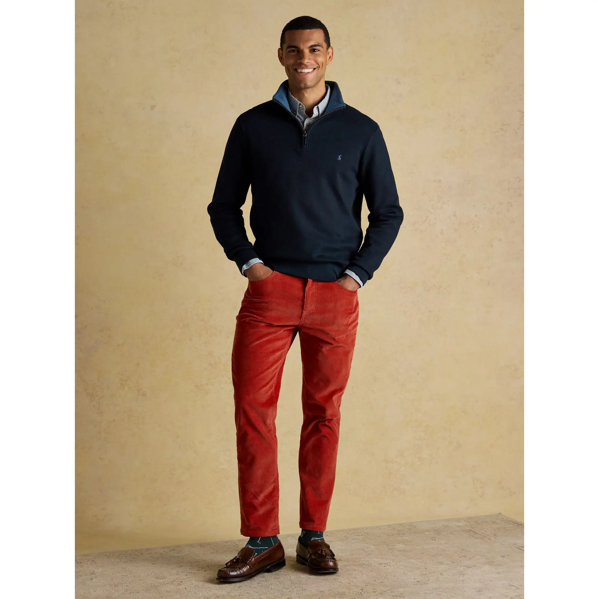 Product image 3 of 7 of Joules Men's Alistair French Ribbed Knit Quarter Zip Sweatshirt - Navy