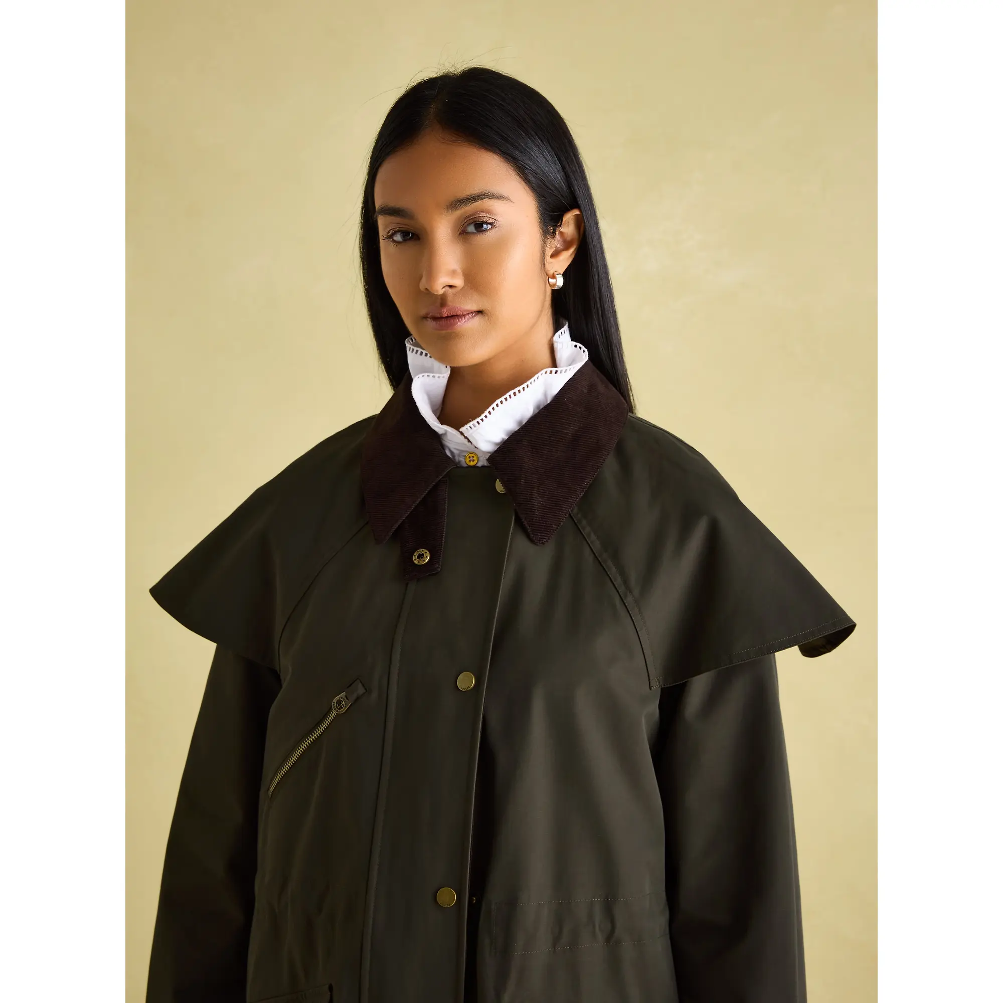 Product image 6 of 7 of Joules Women's Highbridge Waterproof Longline Hooded Coat - Green