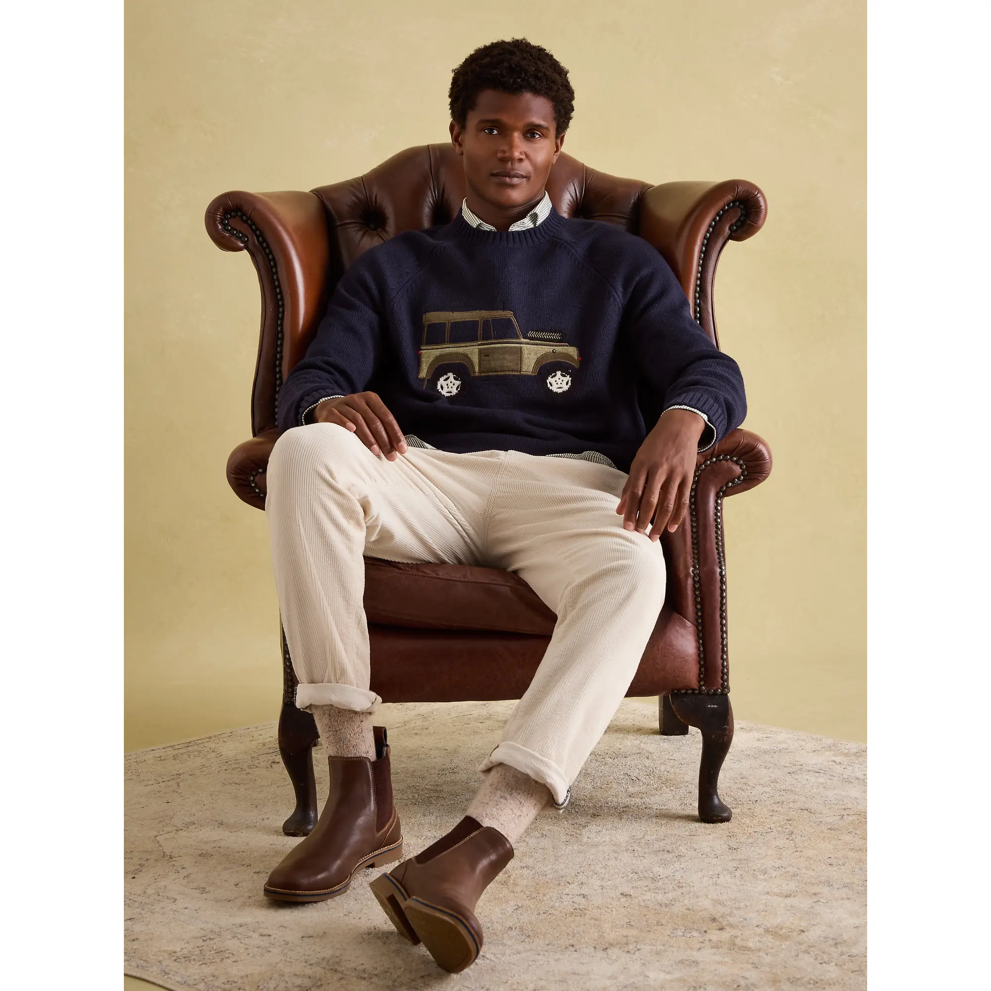 Product image 4 of 7 of Joules Men's 4x4 Applique Crew Neck Jumper - Navy