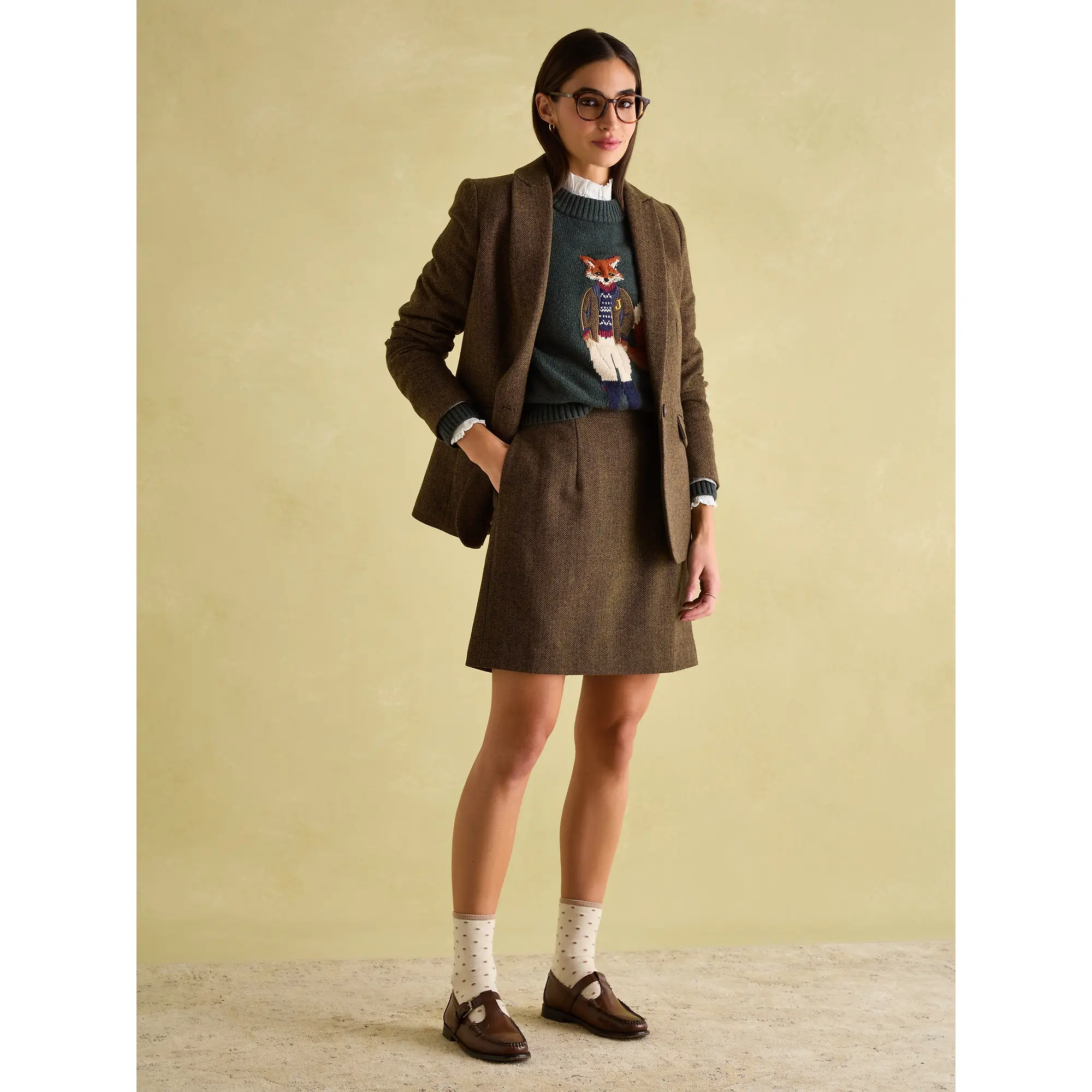 Product image 6 of 8 of Joules Women's Bramble Tweed Skirt - Brown