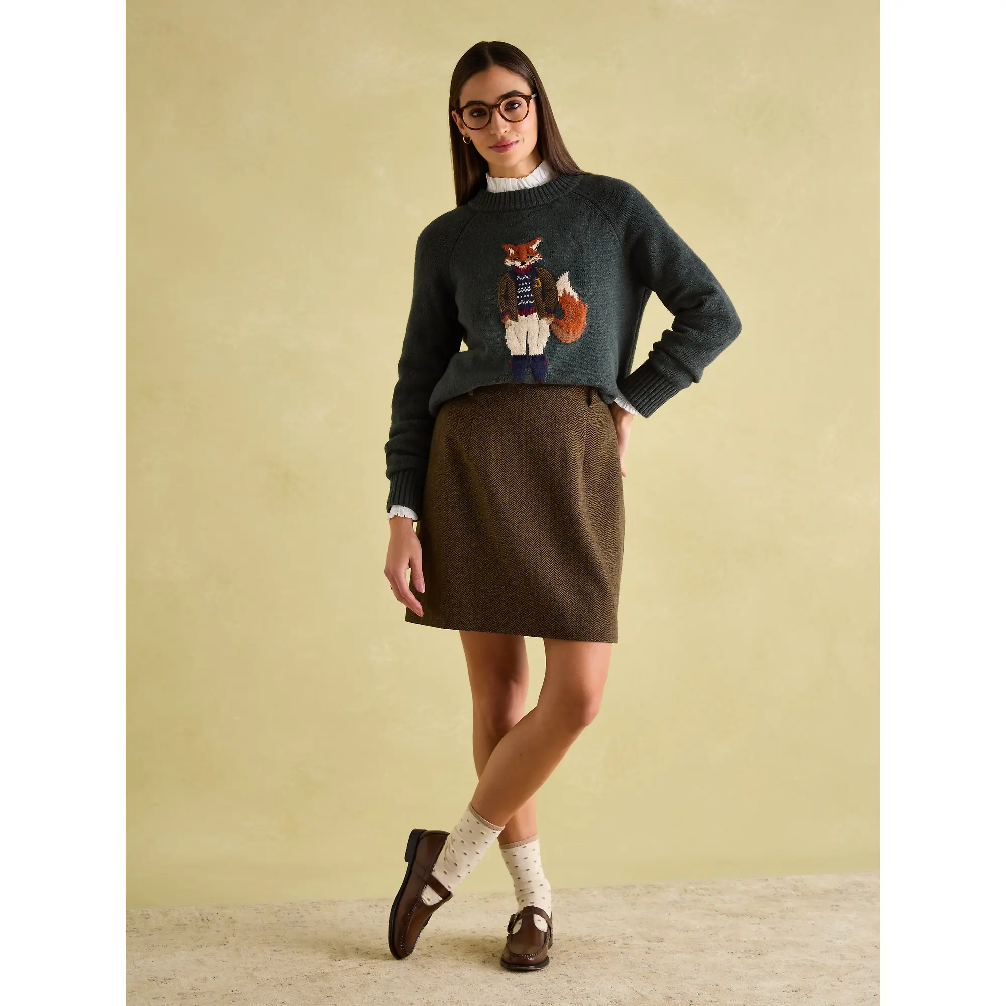 Product image 8 of 8 of Joules Women's Bramble Tweed Skirt - Brown