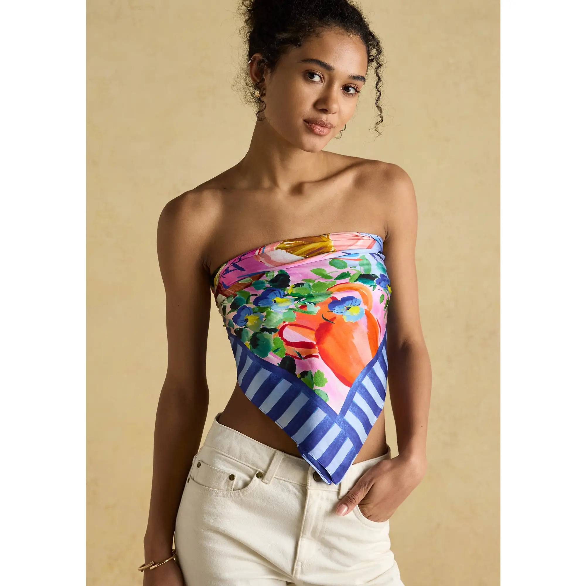 Product image 7 of 7 of Joules Women's Bloomfield Silk Scarf - Blue
