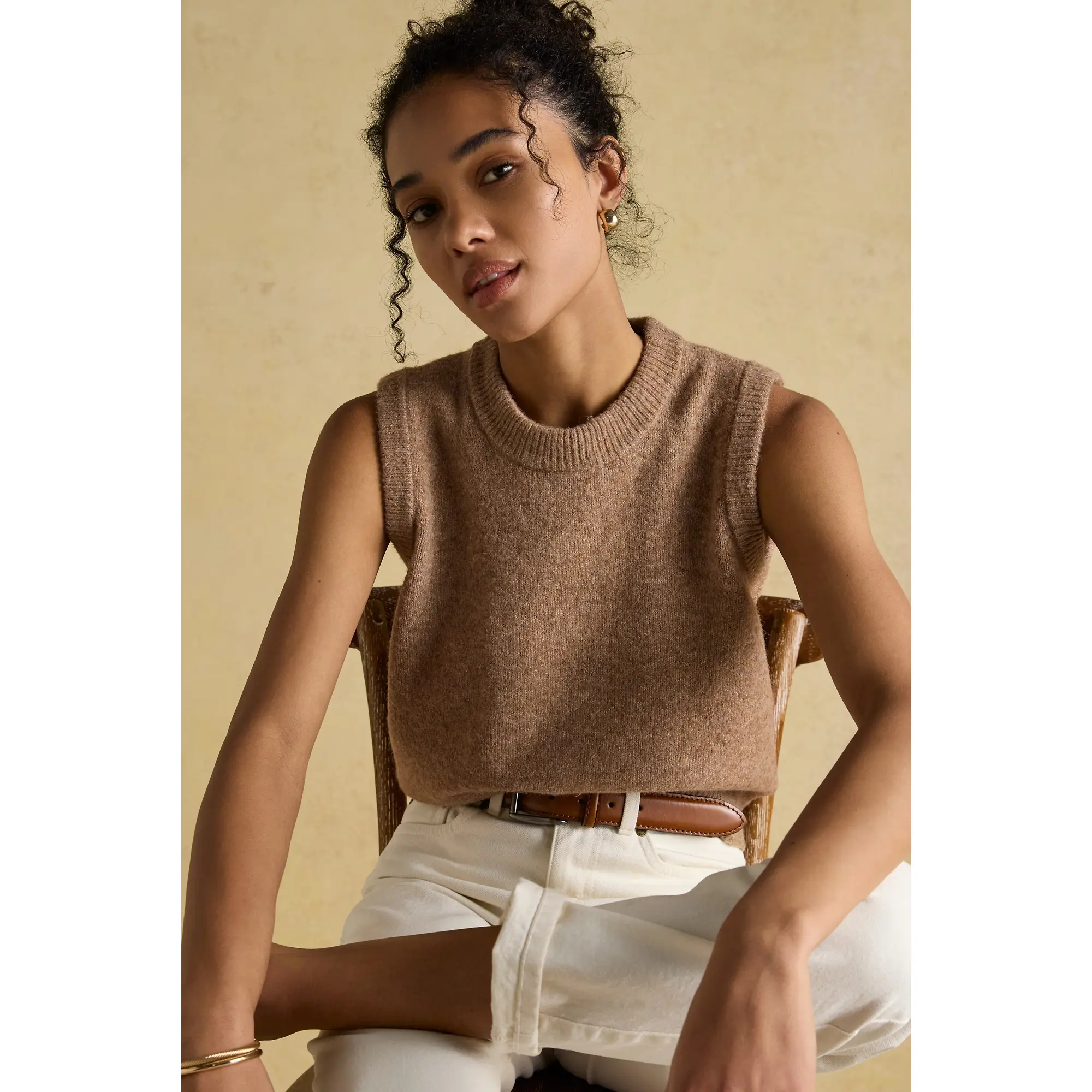 Product image 6 of 8 of Joules Women's Holly Knitted Vest - Tan Brown