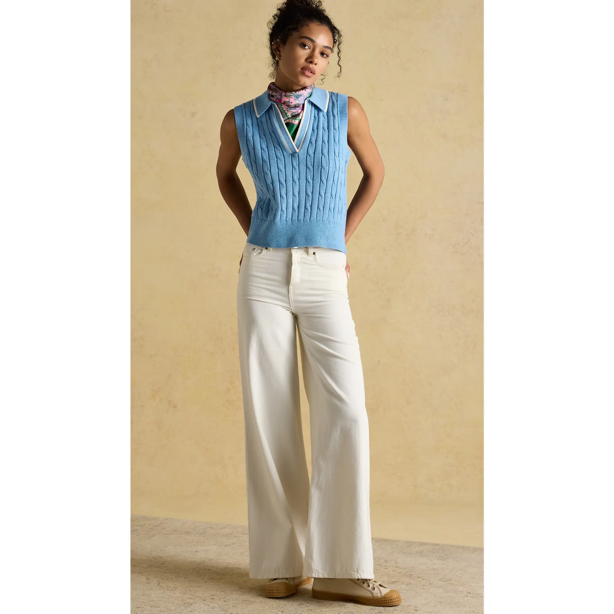 Product image 6 of 6 of Joules Women's Janey Collar Cable Knit Tank - Blue
