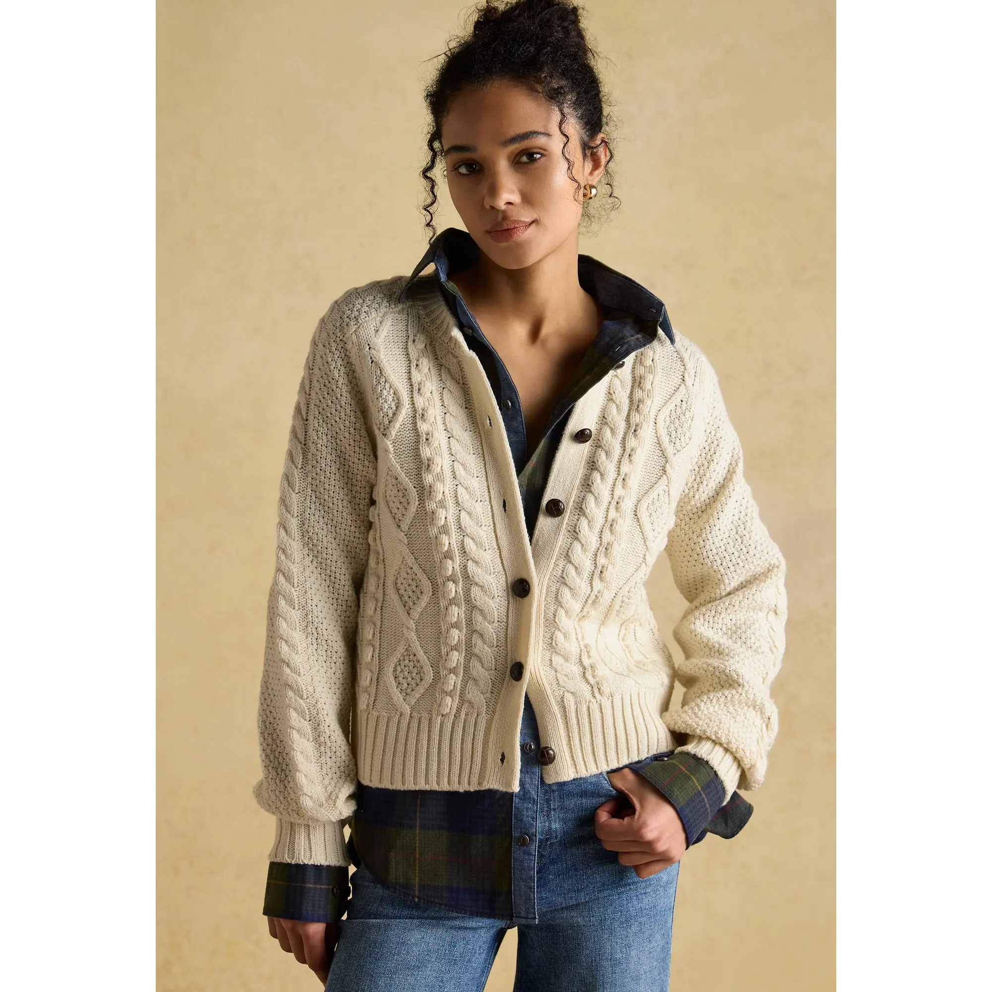 Product image 8 of 9 of Joules Women's Rafferty Cable Knit Cardigan - Cream