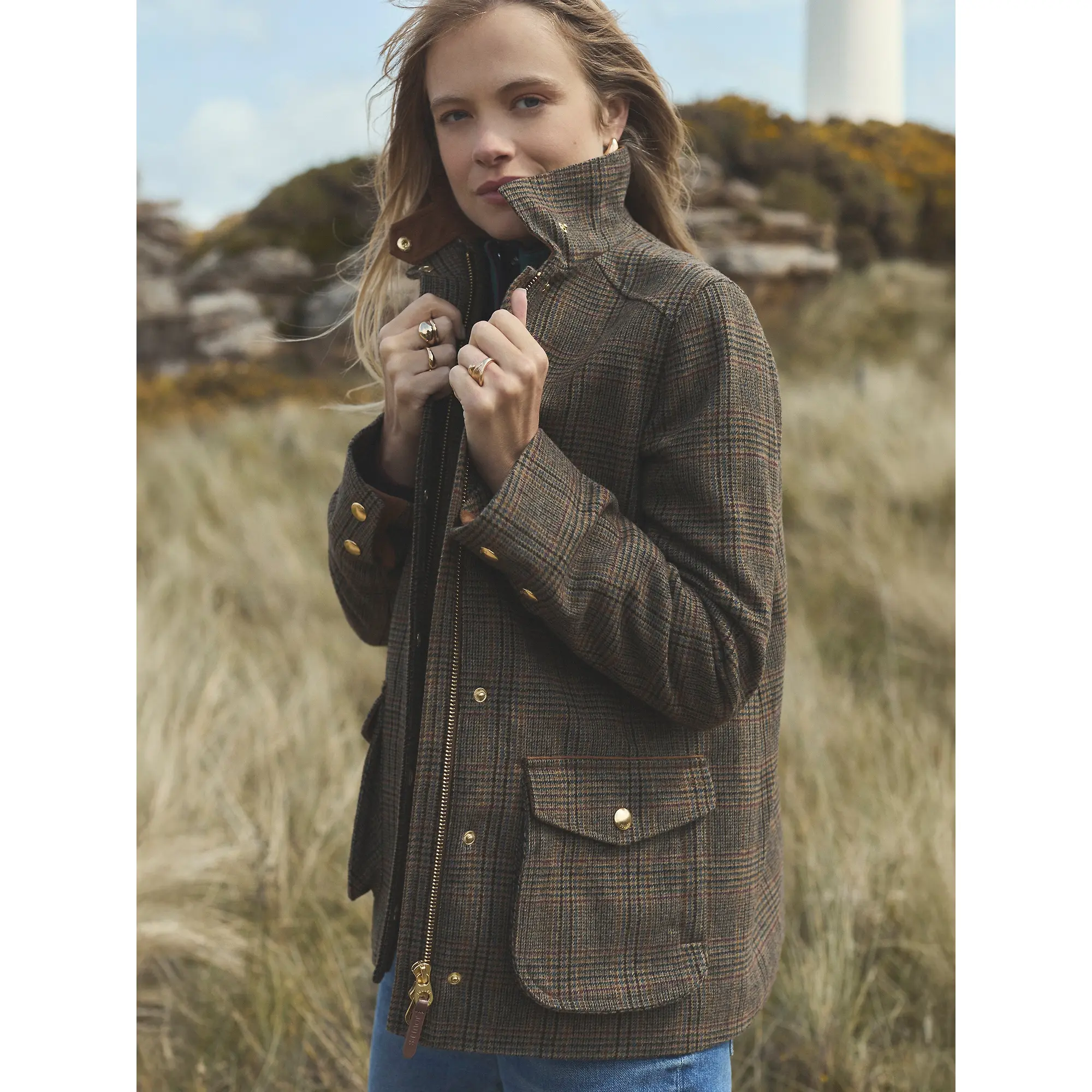 Product image 13 of 15 of Joules Women's Contemporary Fieldcoat Tweed Jacket - Brown Check