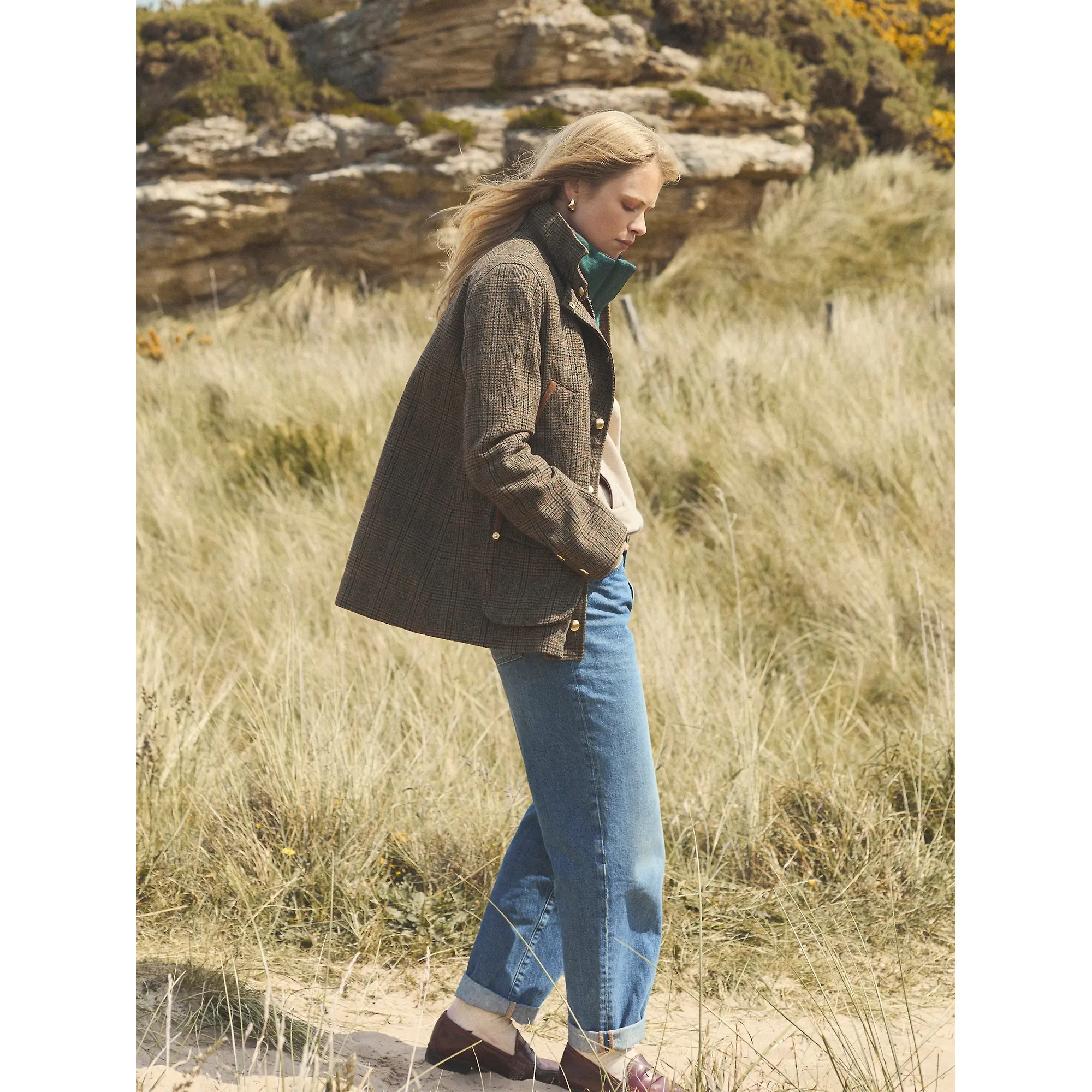 Product image 15 of 15 of Joules Women's Contemporary Fieldcoat Tweed Jacket - Brown Check