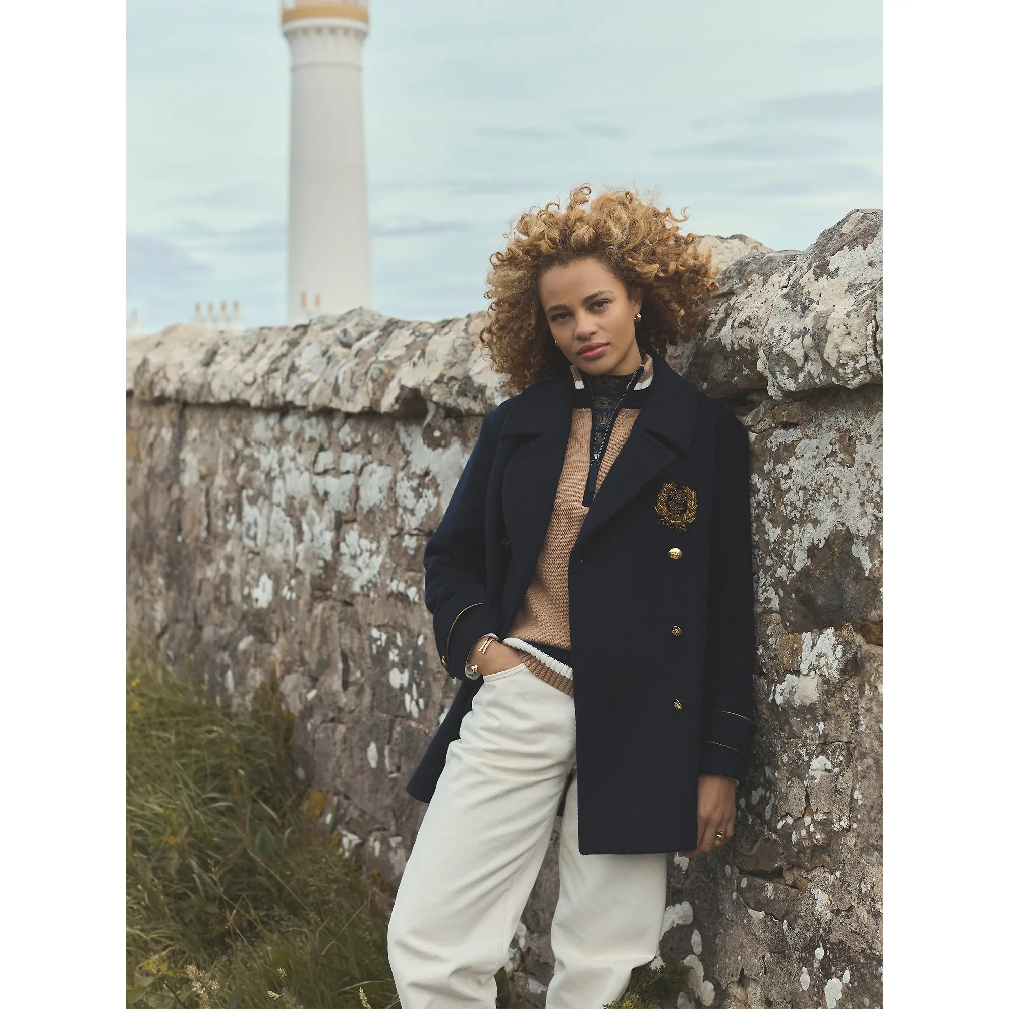 Product image 12 of 12 of Joules Women's Belchamp Wool Blend Peacoat with Beaded Badge - Navy