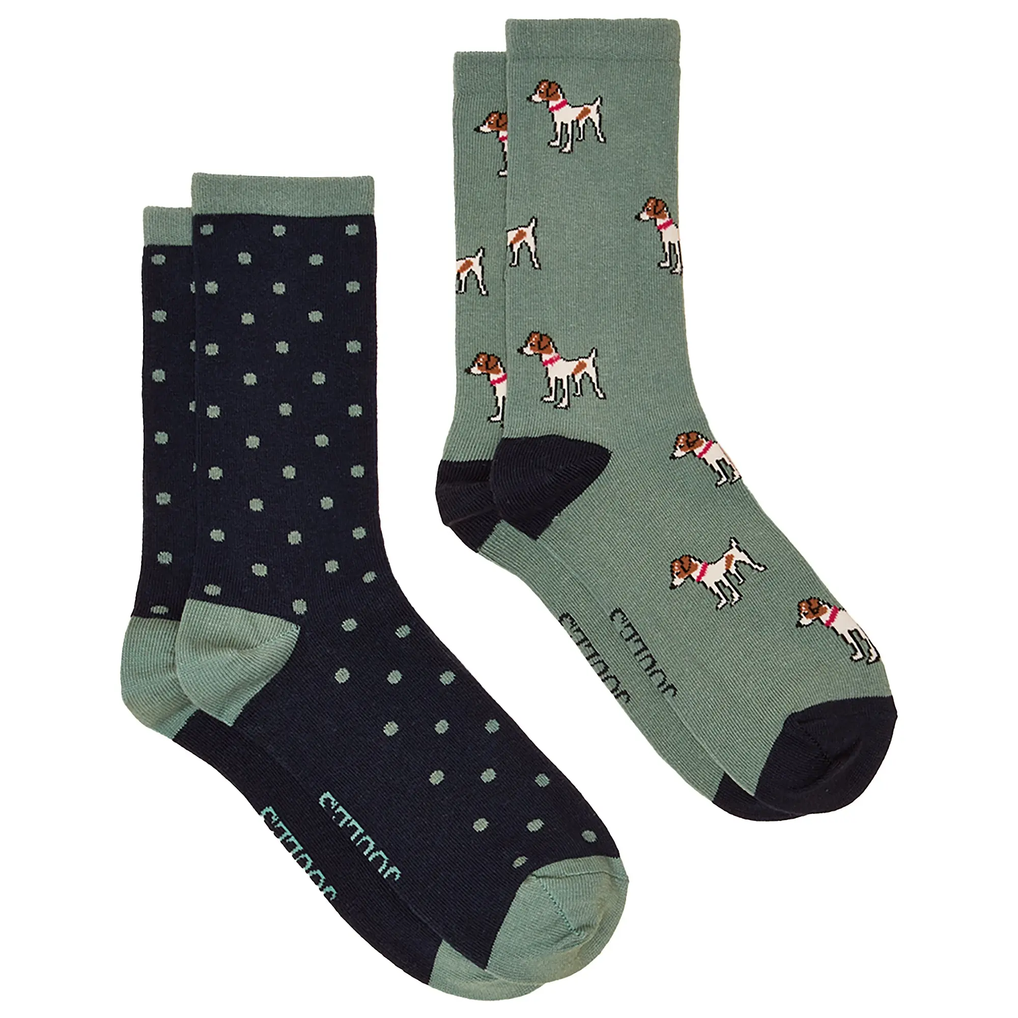 Product image 1 of 3 of Joules Women's Everyday Socks 2 Pack UK 4-8 - Green/Blue