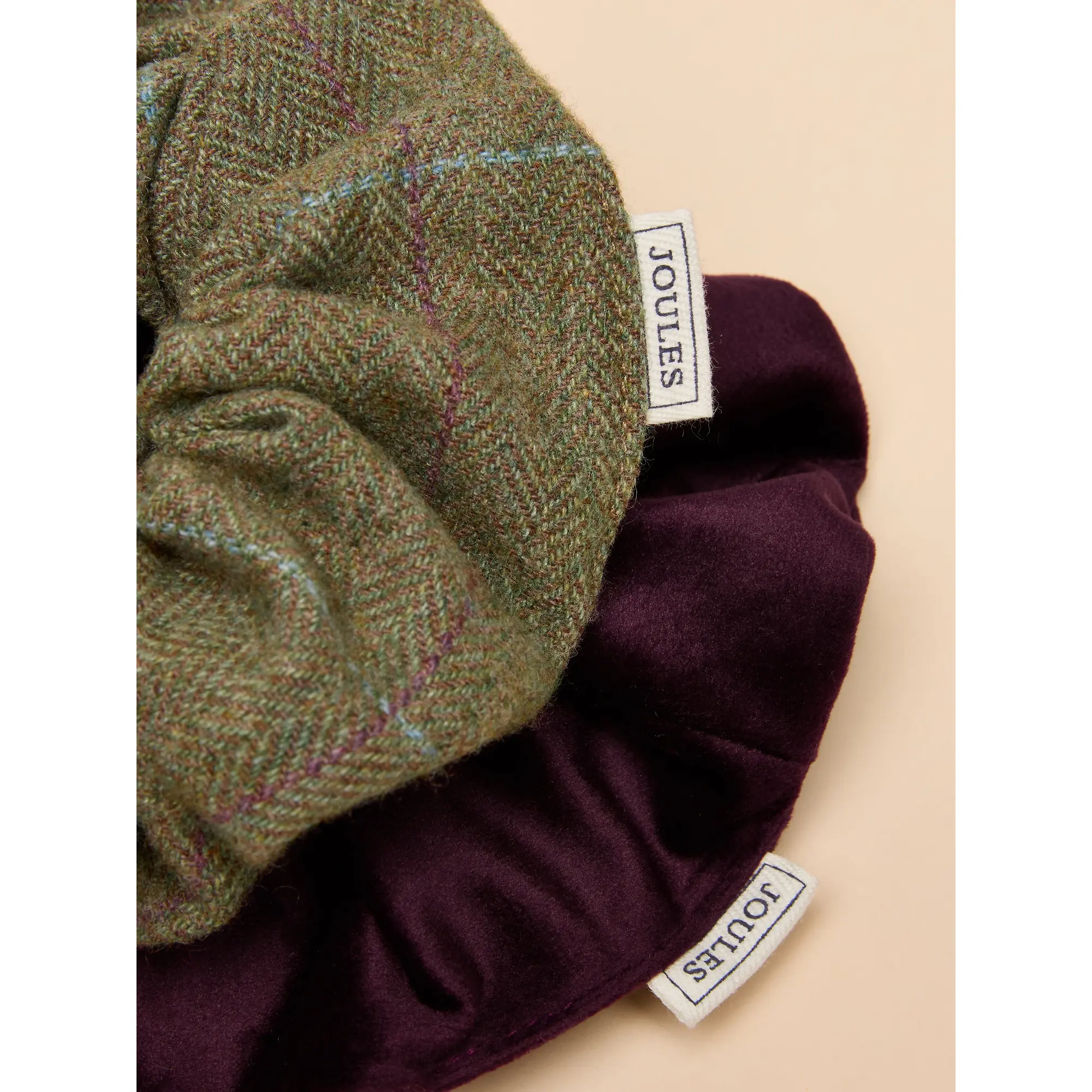 Product image 3 of 3 of Joules Women's Annika Tweed Scrunchie 2 Pack - Green