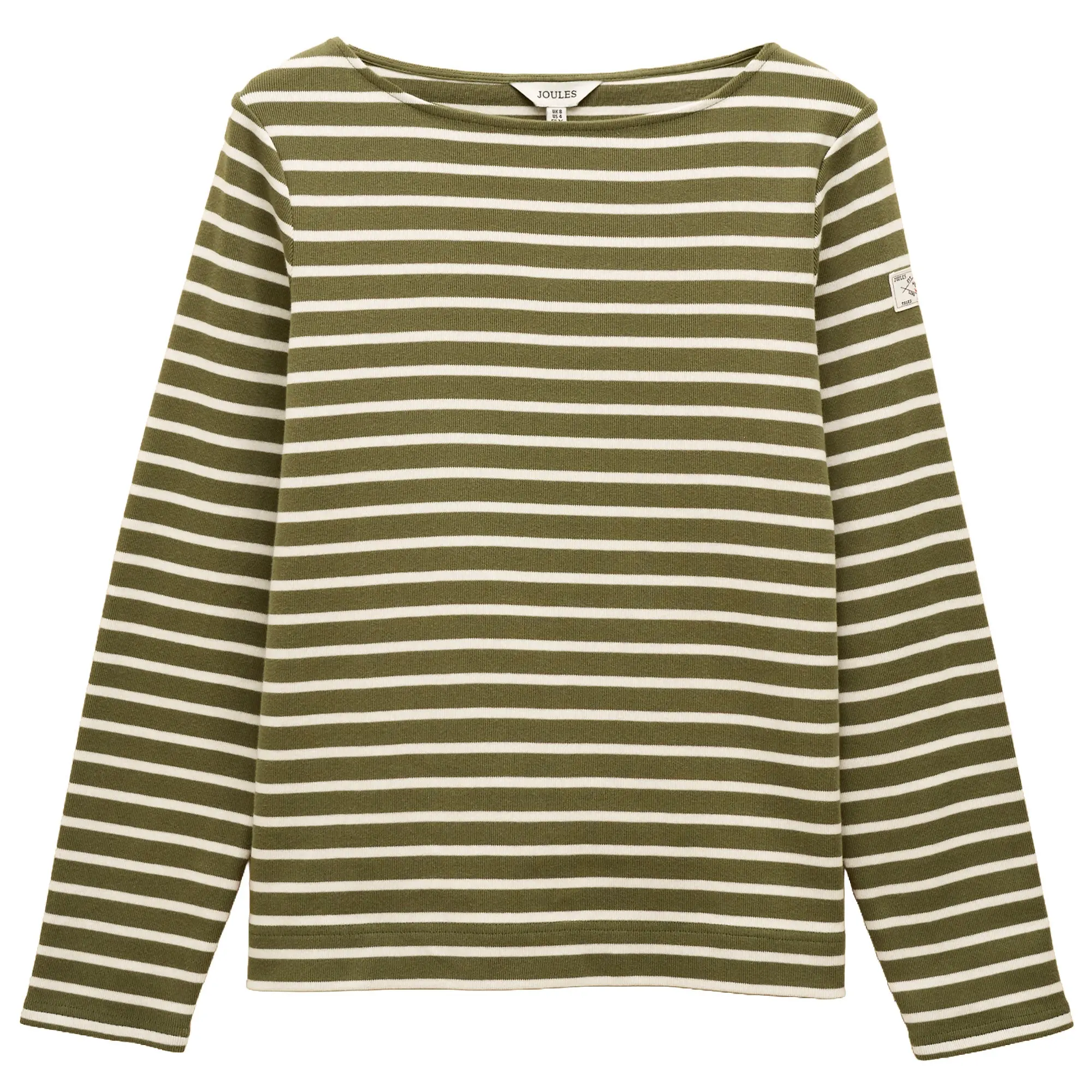 Product image 1 of 2 of Joules Women's Harbour Boat Neck 100% Cotton Breton Top - Green Stripe