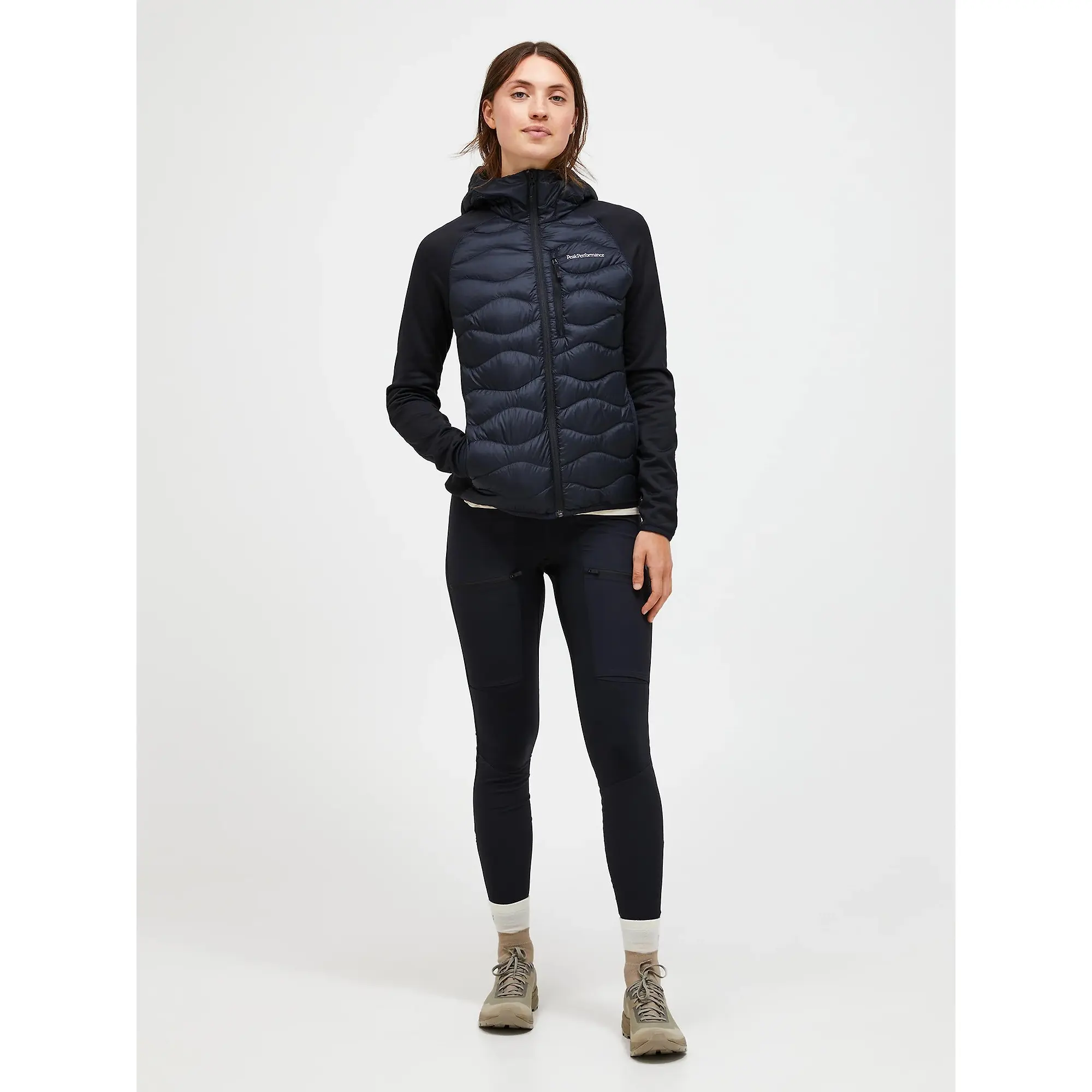 Product image 3 of 9 of Peak Performance Women's Helium Hybrid Down Hooded Jacket - Black