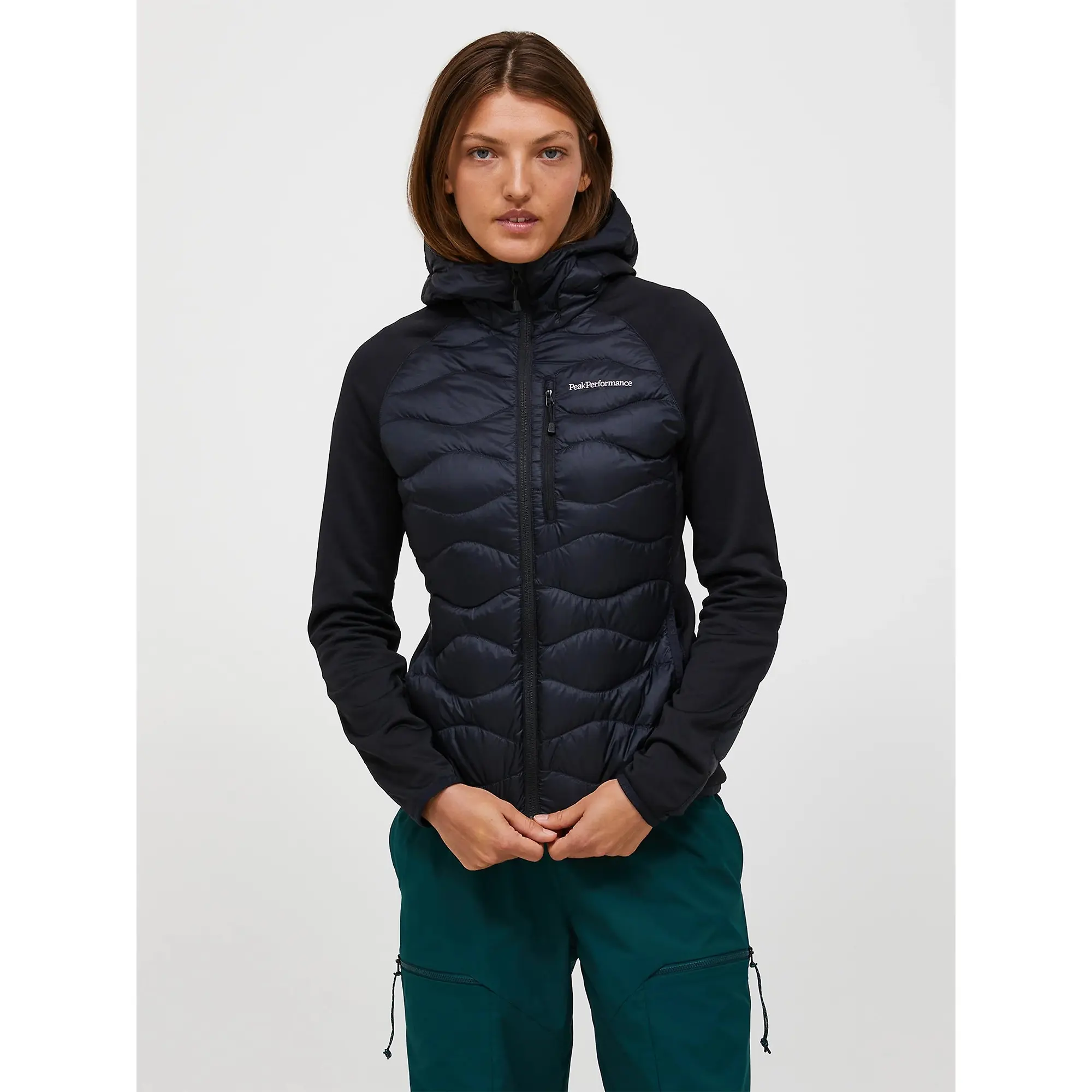 Product image 2 of 9 of Peak Performance Women's Helium Hybrid Down Hooded Jacket - Black