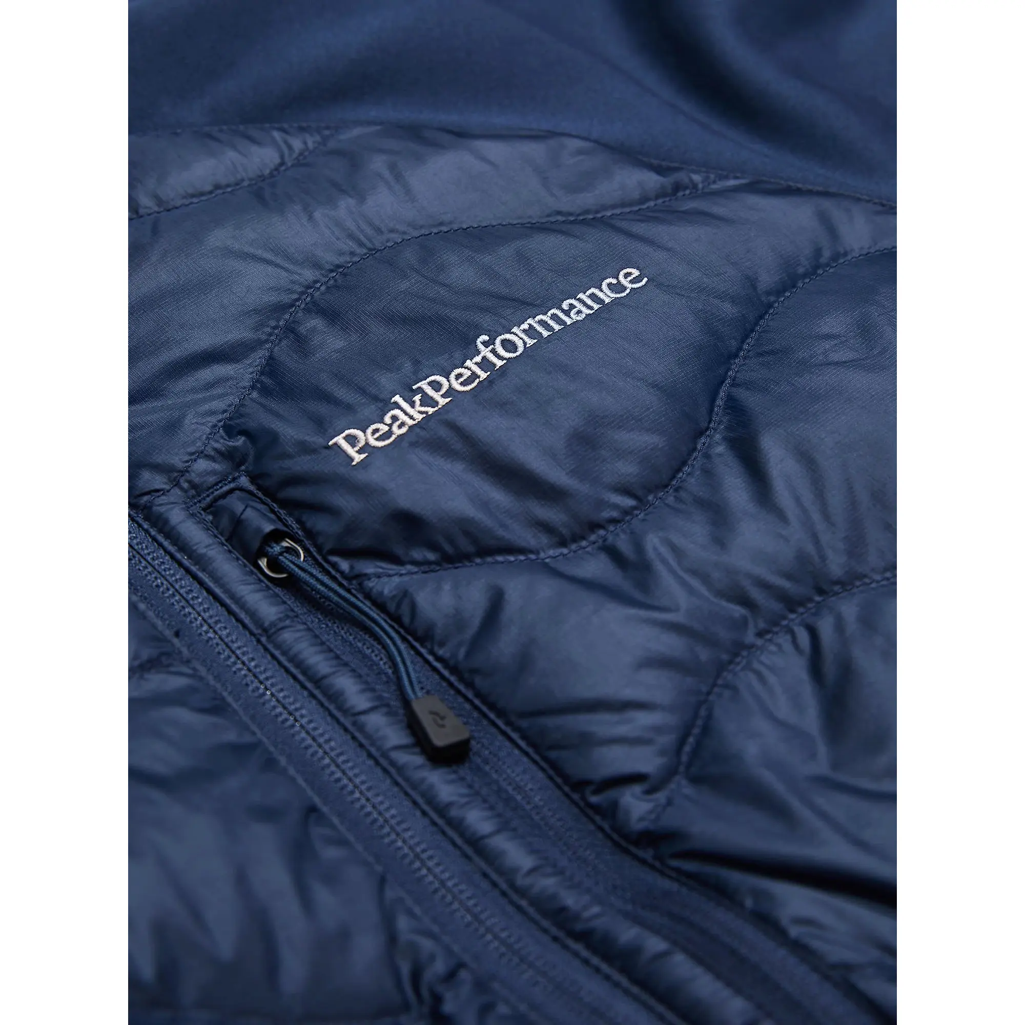 Product image 9 of 9 of Peak Performance Men's Helium Down Hybrid Hooded Jacket - Blue Shadow