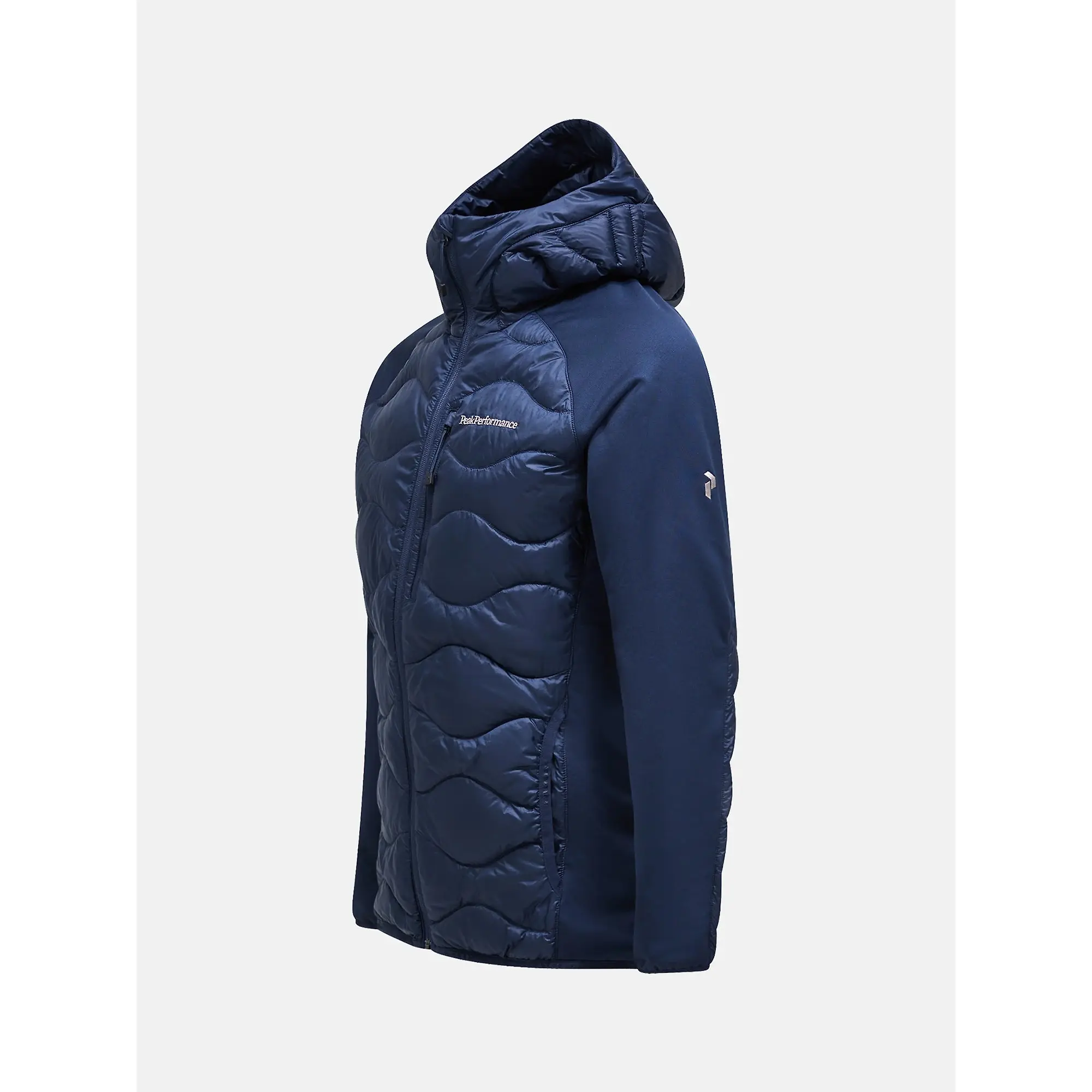 Product image 7 of 9 of Peak Performance Men's Helium Down Hybrid Hooded Jacket - Blue Shadow