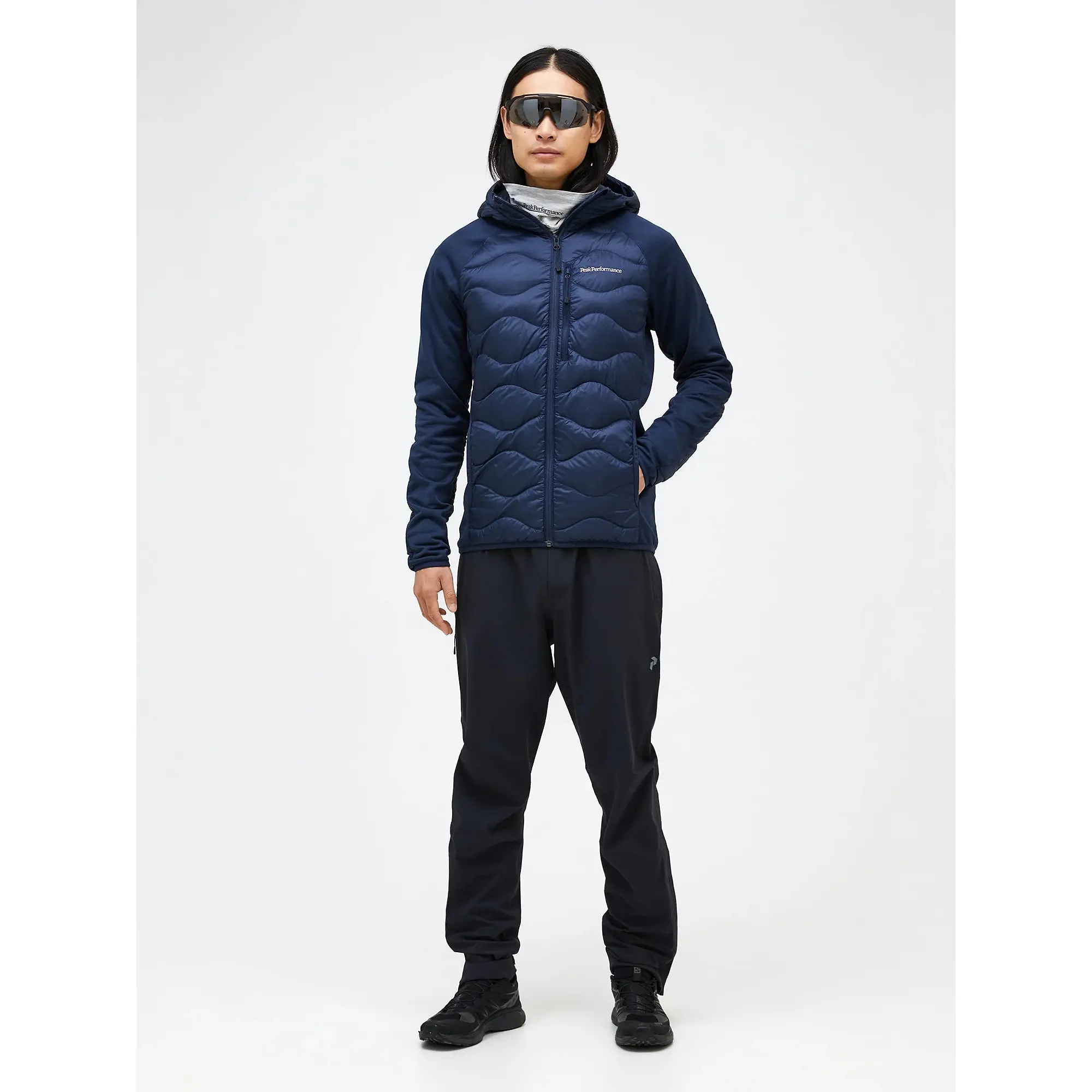 Product image 3 of 9 of Peak Performance Men's Helium Down Hybrid Hooded Jacket - Blue Shadow