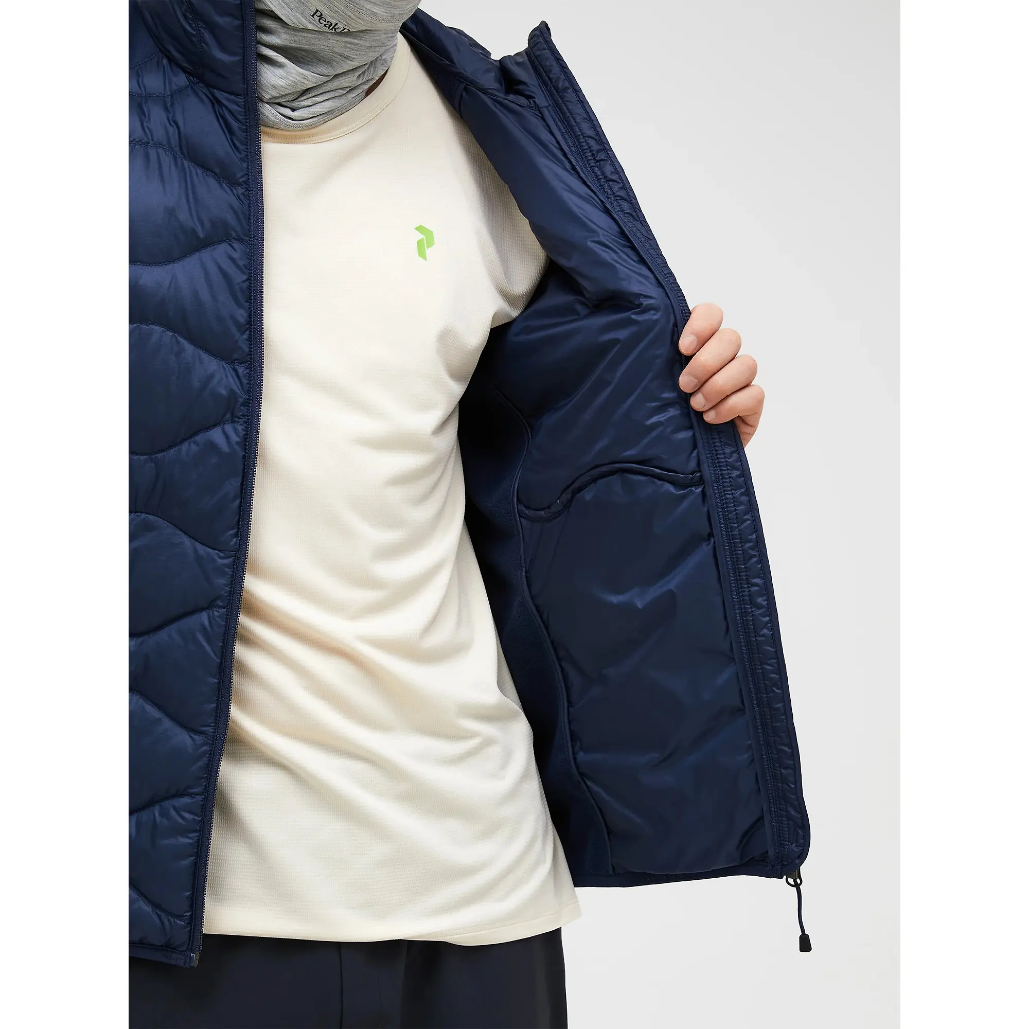 Product image 6 of 9 of Peak Performance Men's Helium Down Hybrid Hooded Jacket - Blue Shadow