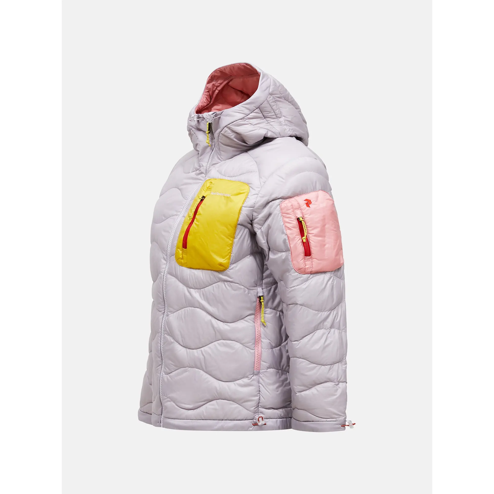 Product image 3 of 4 of Peak Performance Women's Helium Utility Down Hooded Jacket - Misty Lavender/Canary Lime