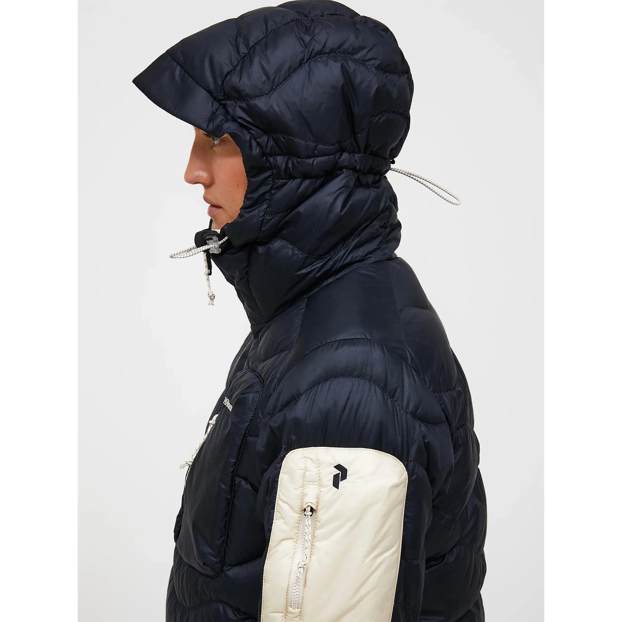 Product image 3 of 10 of Peak Performance Women's Helium Utility Down Hooded Jacket - Black/Sand Fog