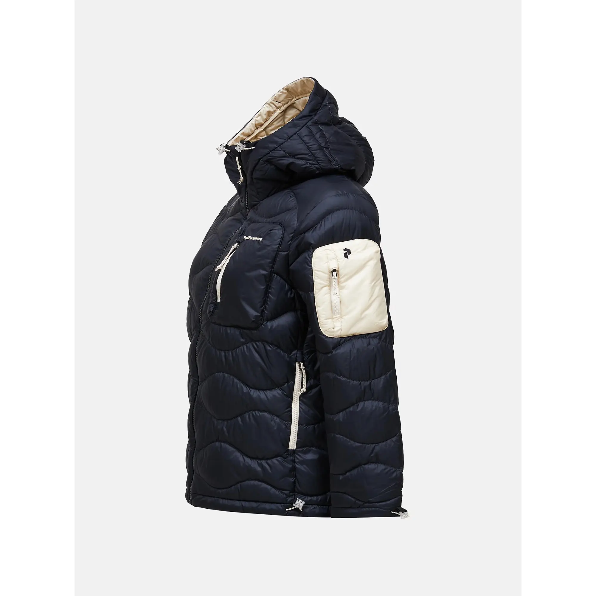 Product image 8 of 10 of Peak Performance Women's Helium Utility Down Hooded Jacket - Black/Sand Fog