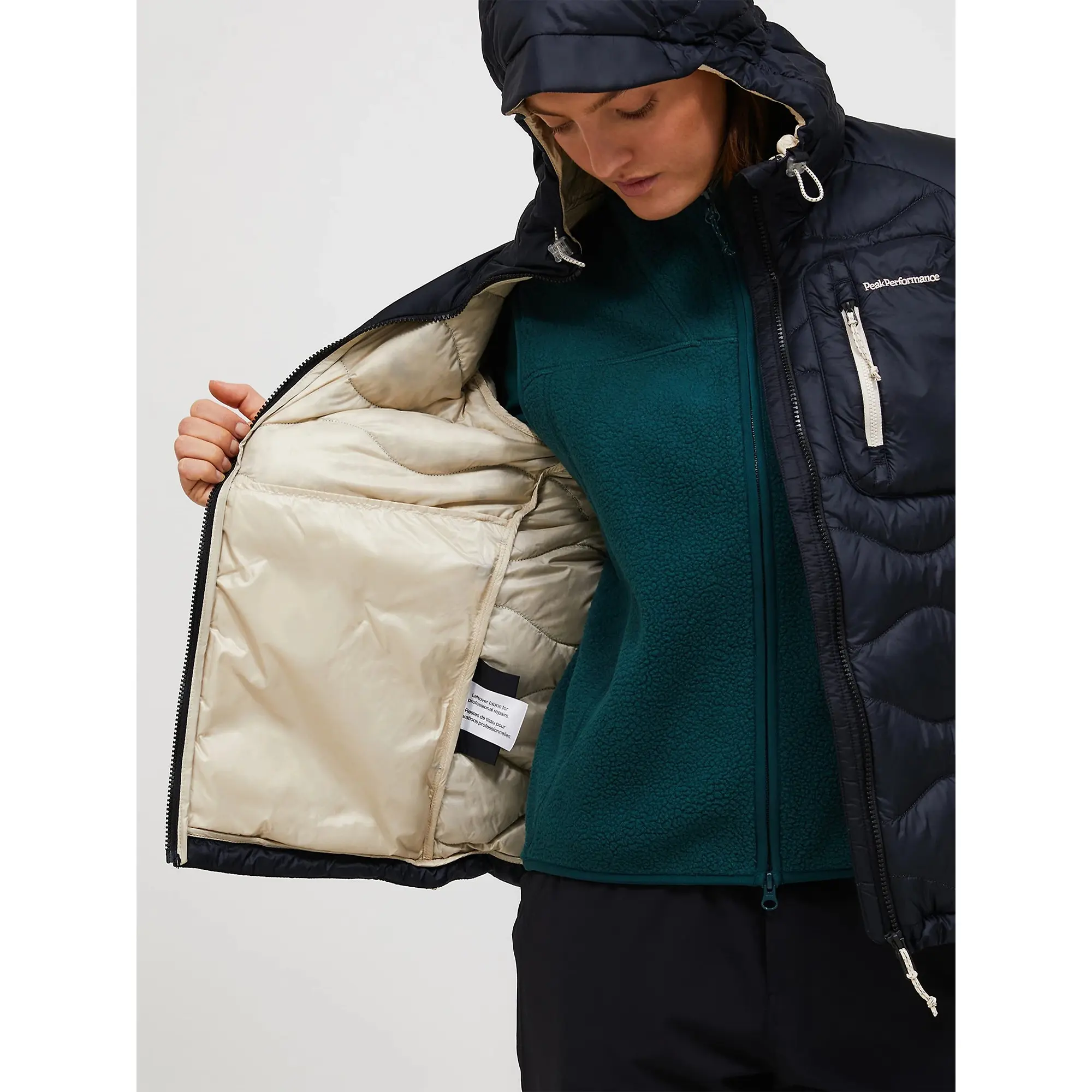 Product image 6 of 10 of Peak Performance Women's Helium Utility Down Hooded Jacket - Black/Sand Fog