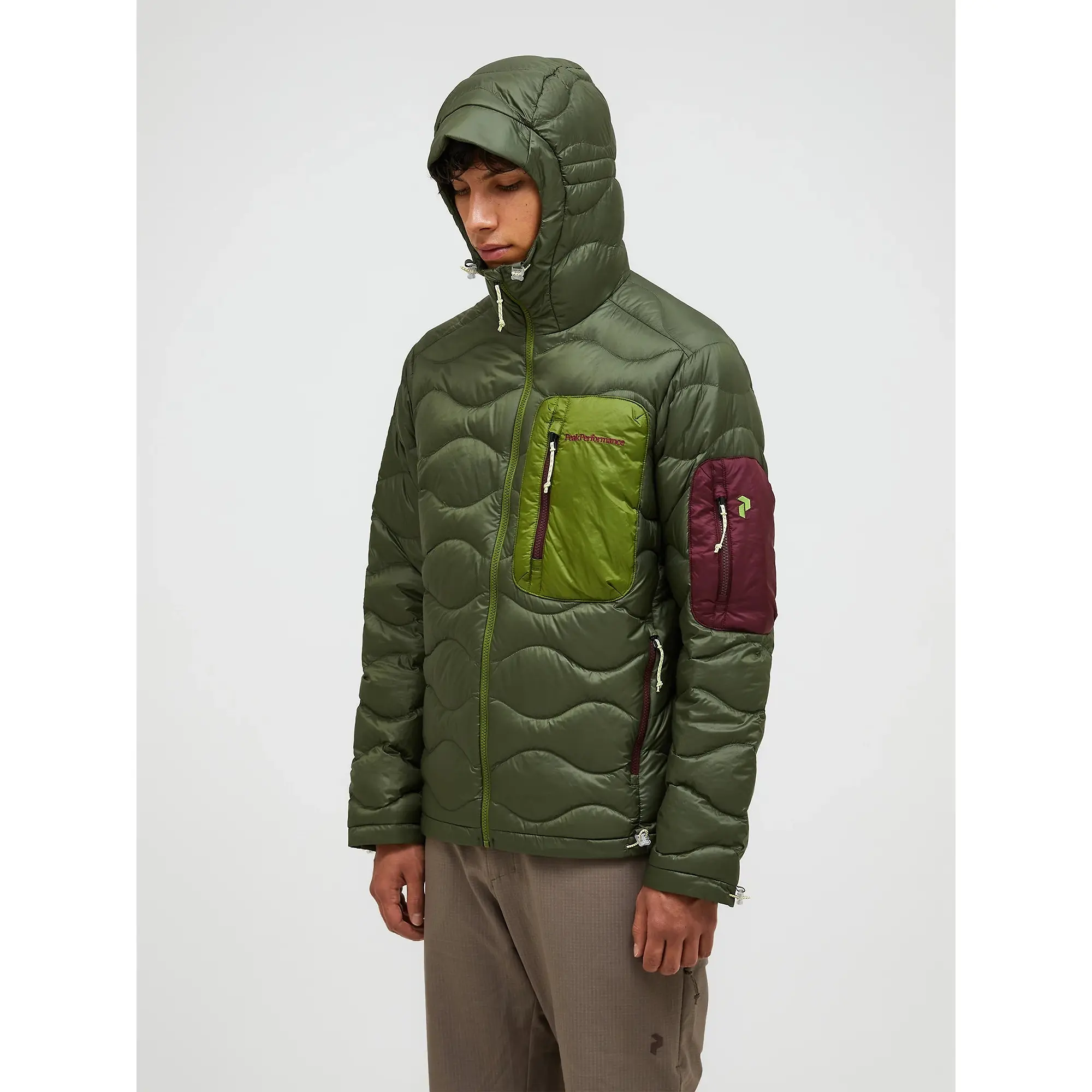 Product image 2 of 9 of Peak Performance Men's Helium Utility Down Hooded Jacket - Pine Needle/Mosswood