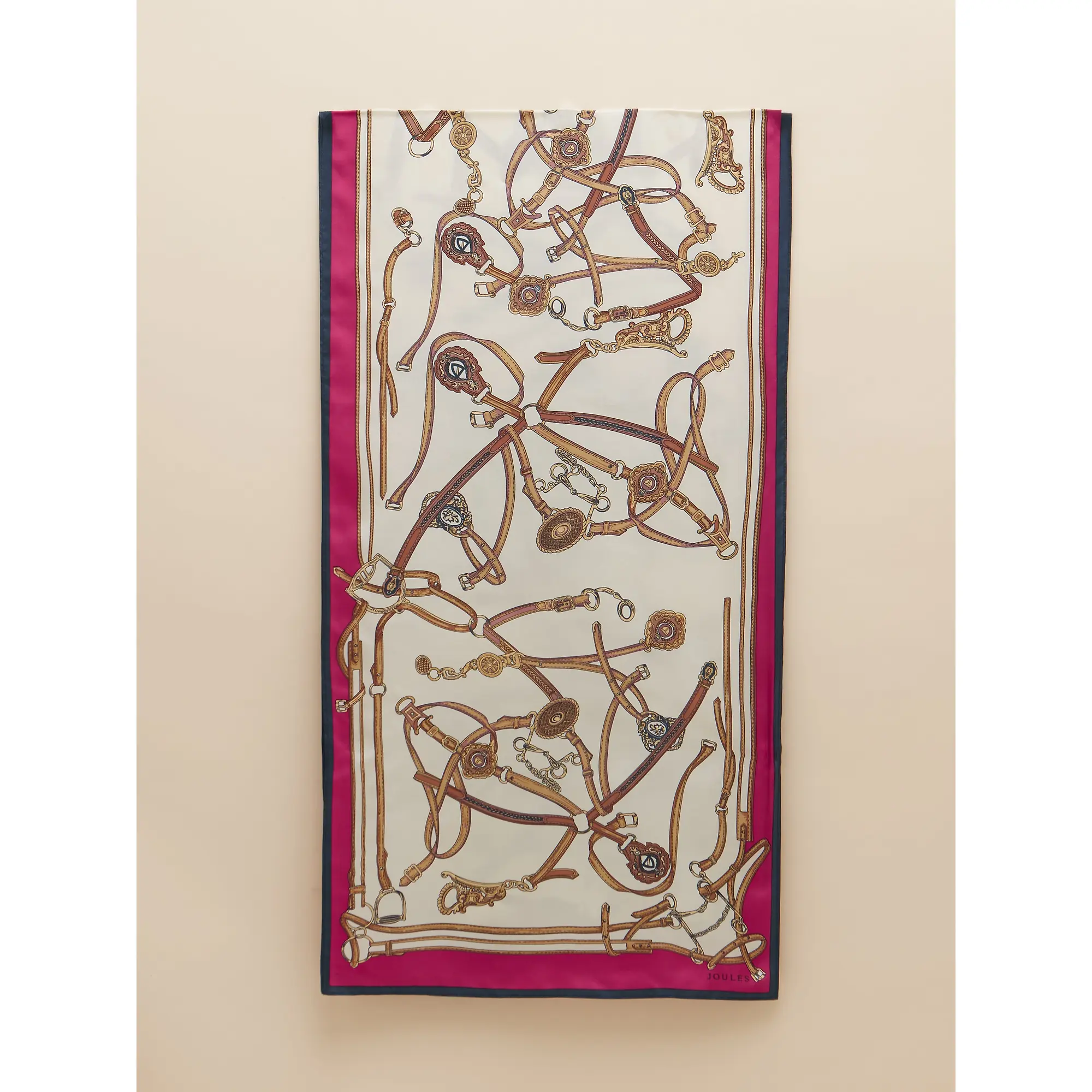Product image 2 of 6 of Joules Women's Windsor Long Silk Scarf - Berry/Ecru