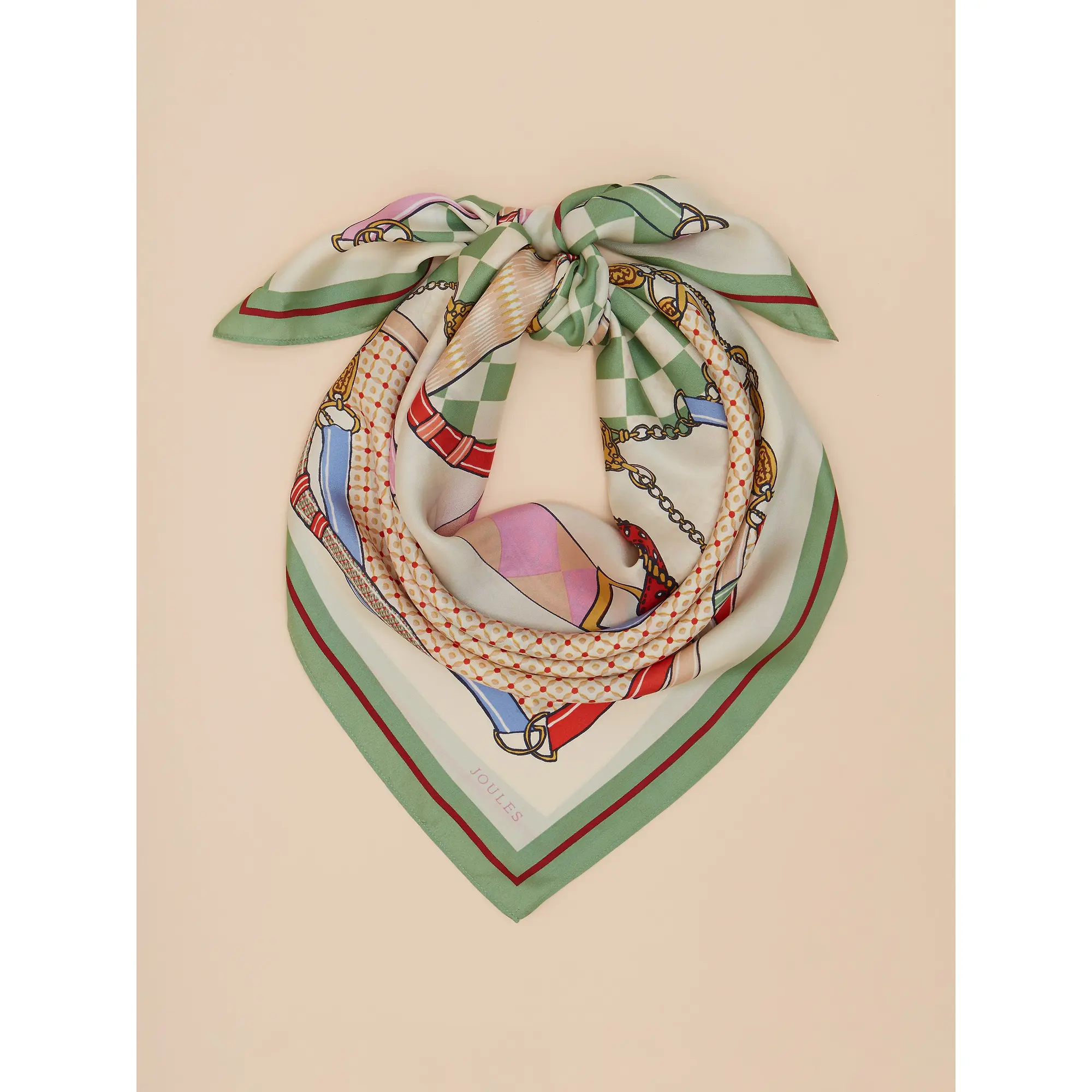 Product image 2 of 6 of Joules Women's Bloomfield Silk Scarf - Green/Ecru