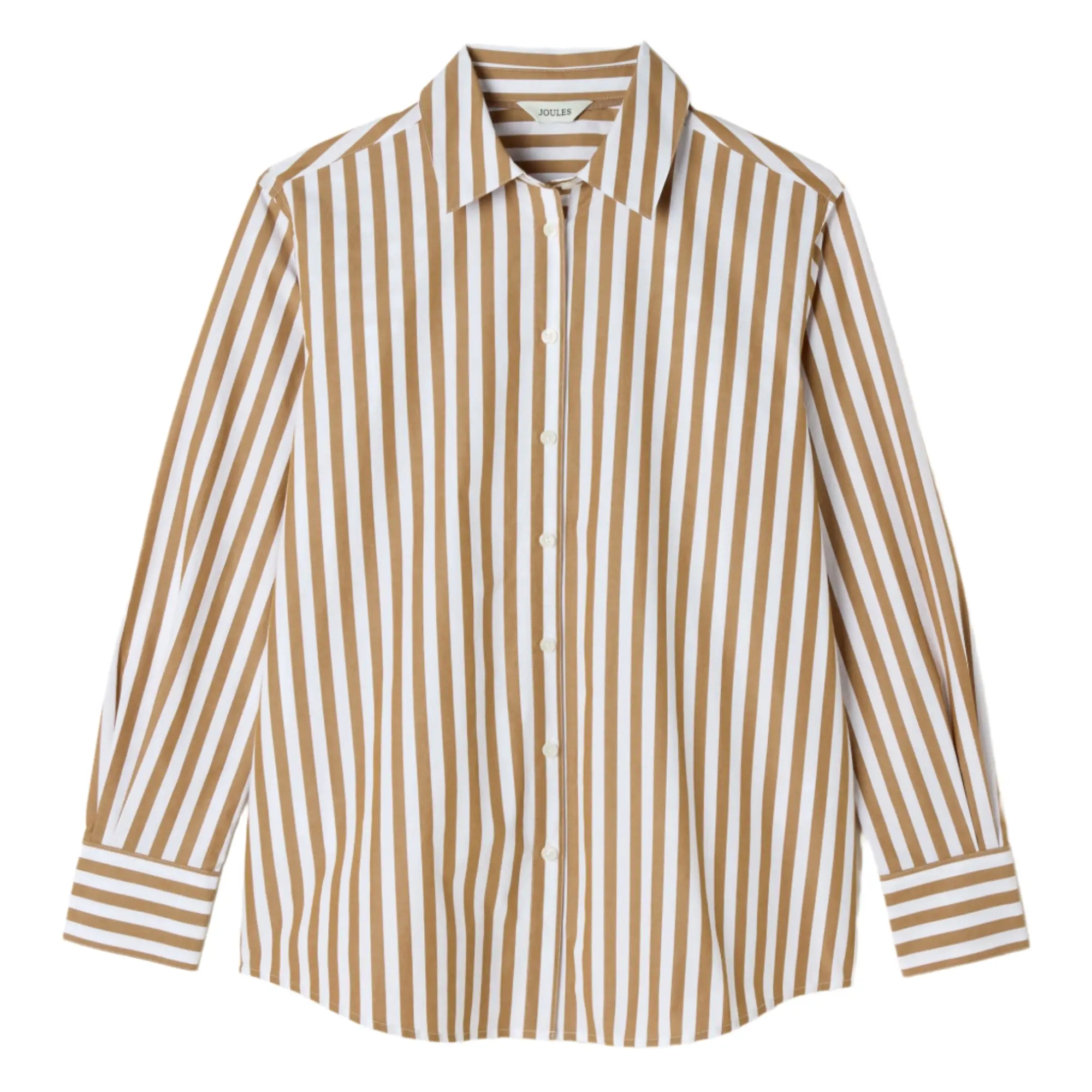 Product image 1 of 9 of Joules Women's Amilla Longline Relaxed Fit Shirt - Tan/White