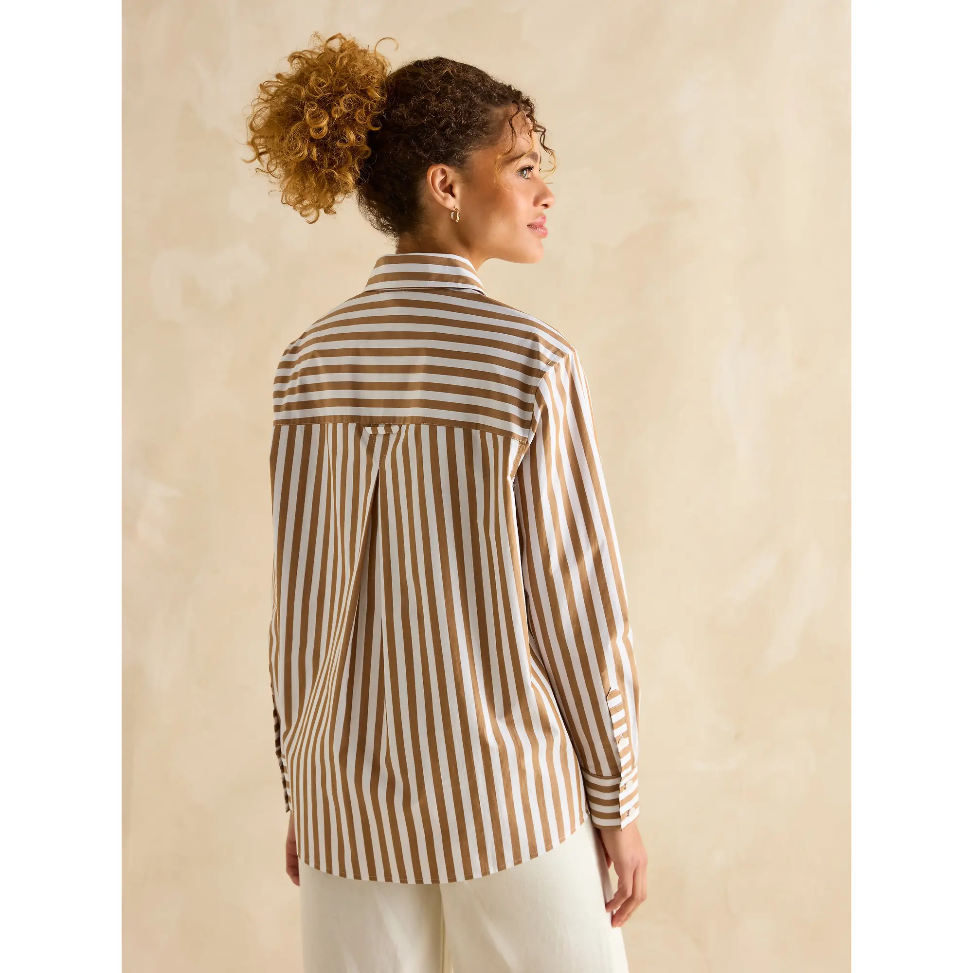 Product image 3 of 9 of Joules Women's Amilla Longline Relaxed Fit Shirt - Tan/White