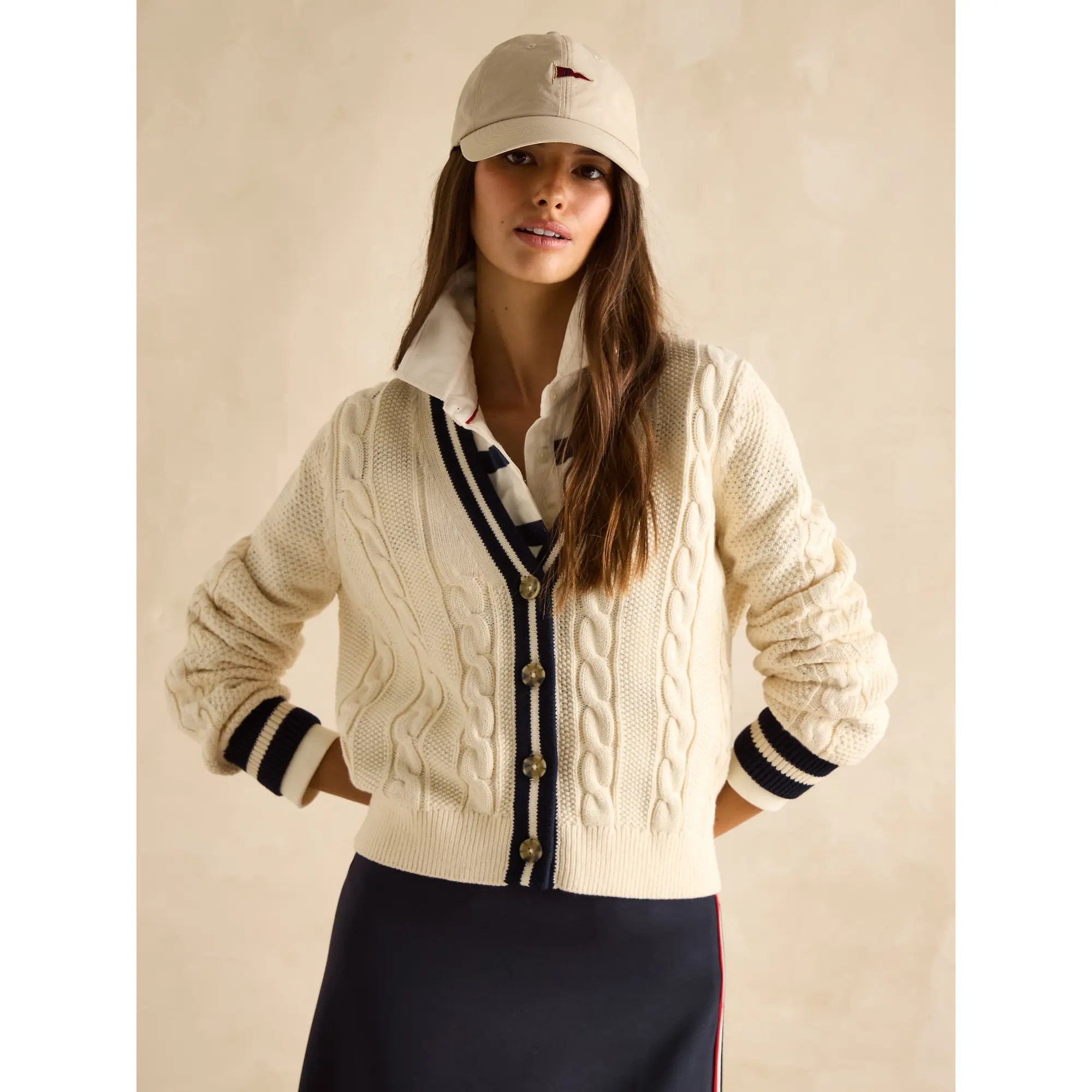 Product image 2 of 8 of Joules Women's Centre Court Cable Knit Cardigan - Cream