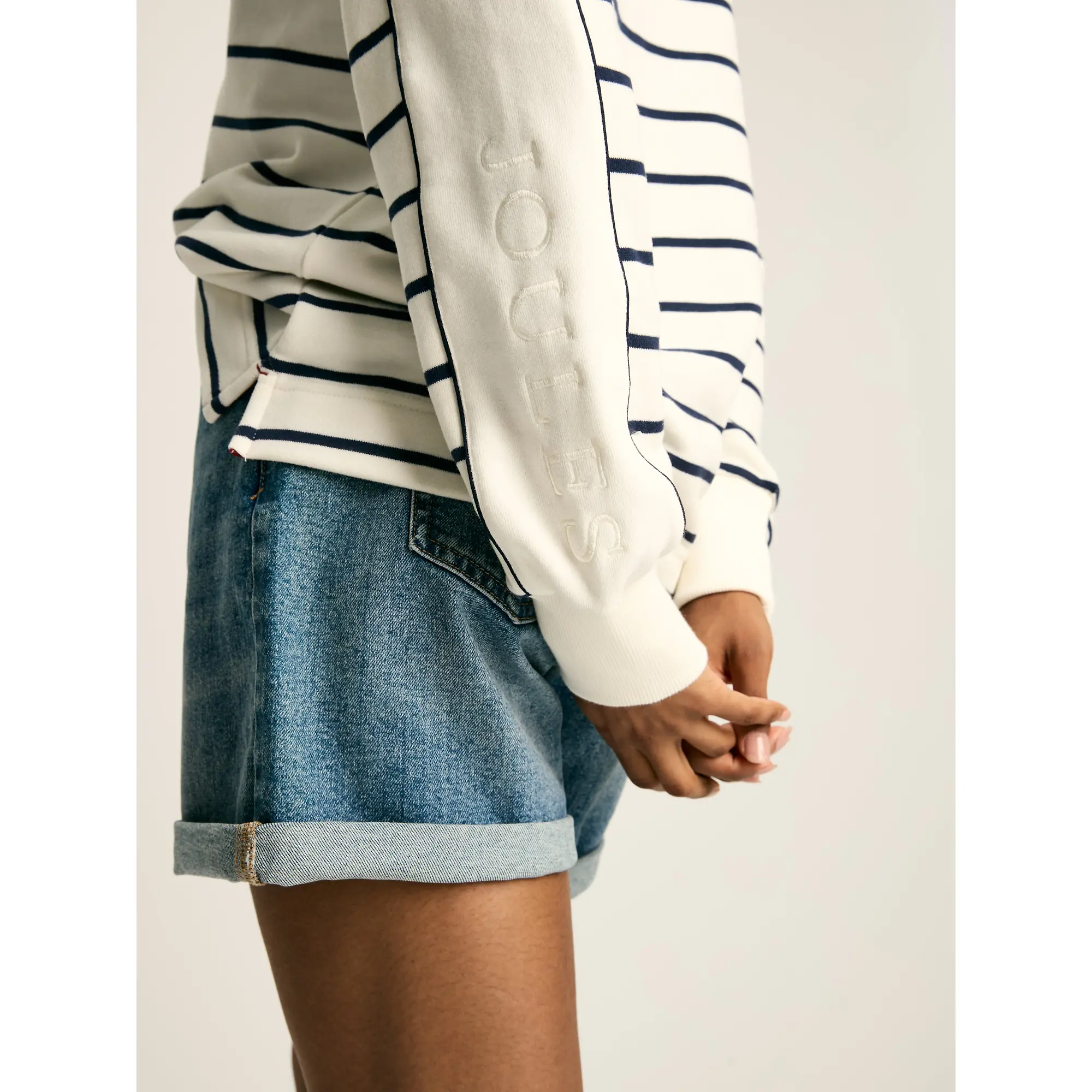 Product image 8 of 8 of Joules Women's Southwold Button Down Striped Sweatshirt - Navy
