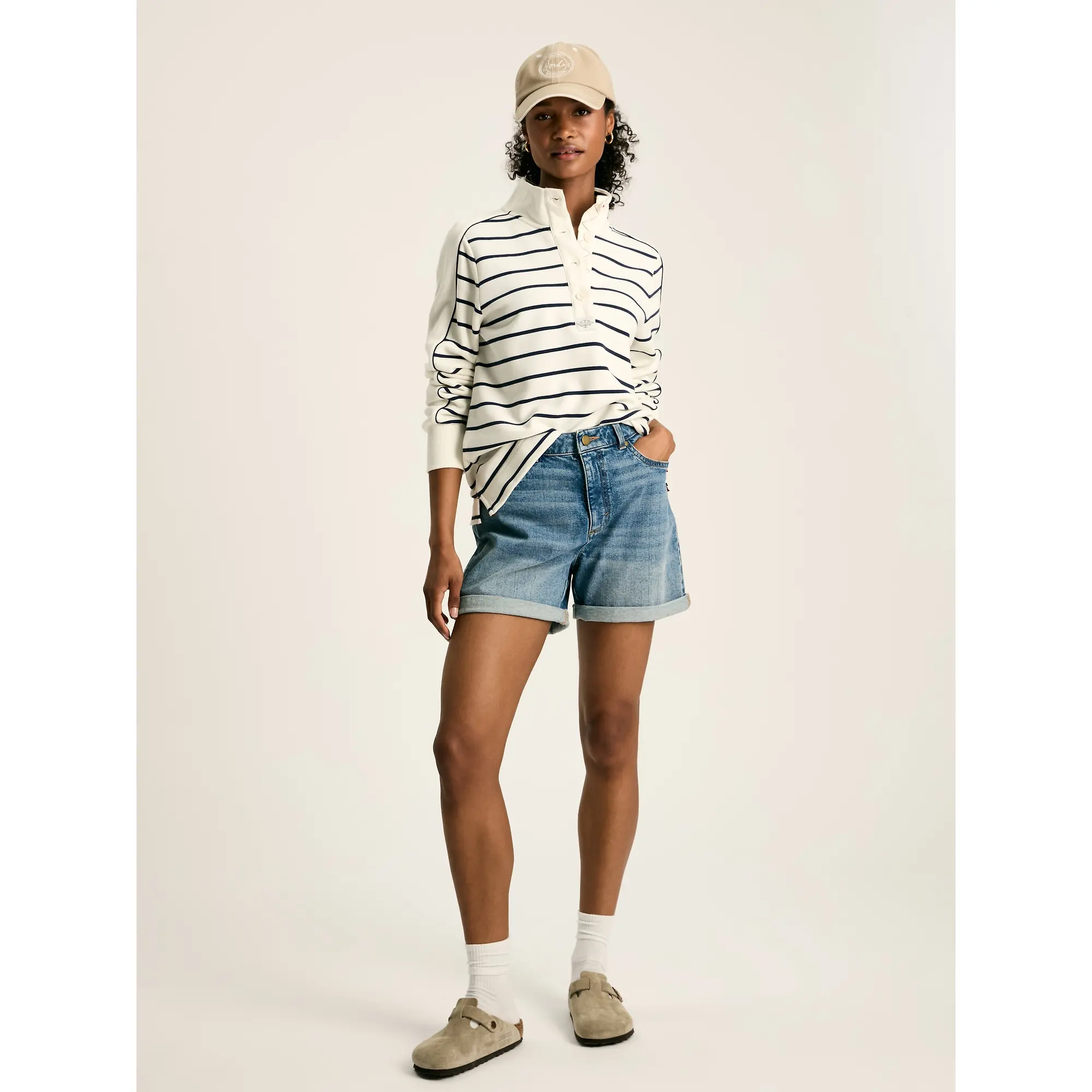 Product image 2 of 8 of Joules Women's Southwold Button Down Striped Sweatshirt - Navy