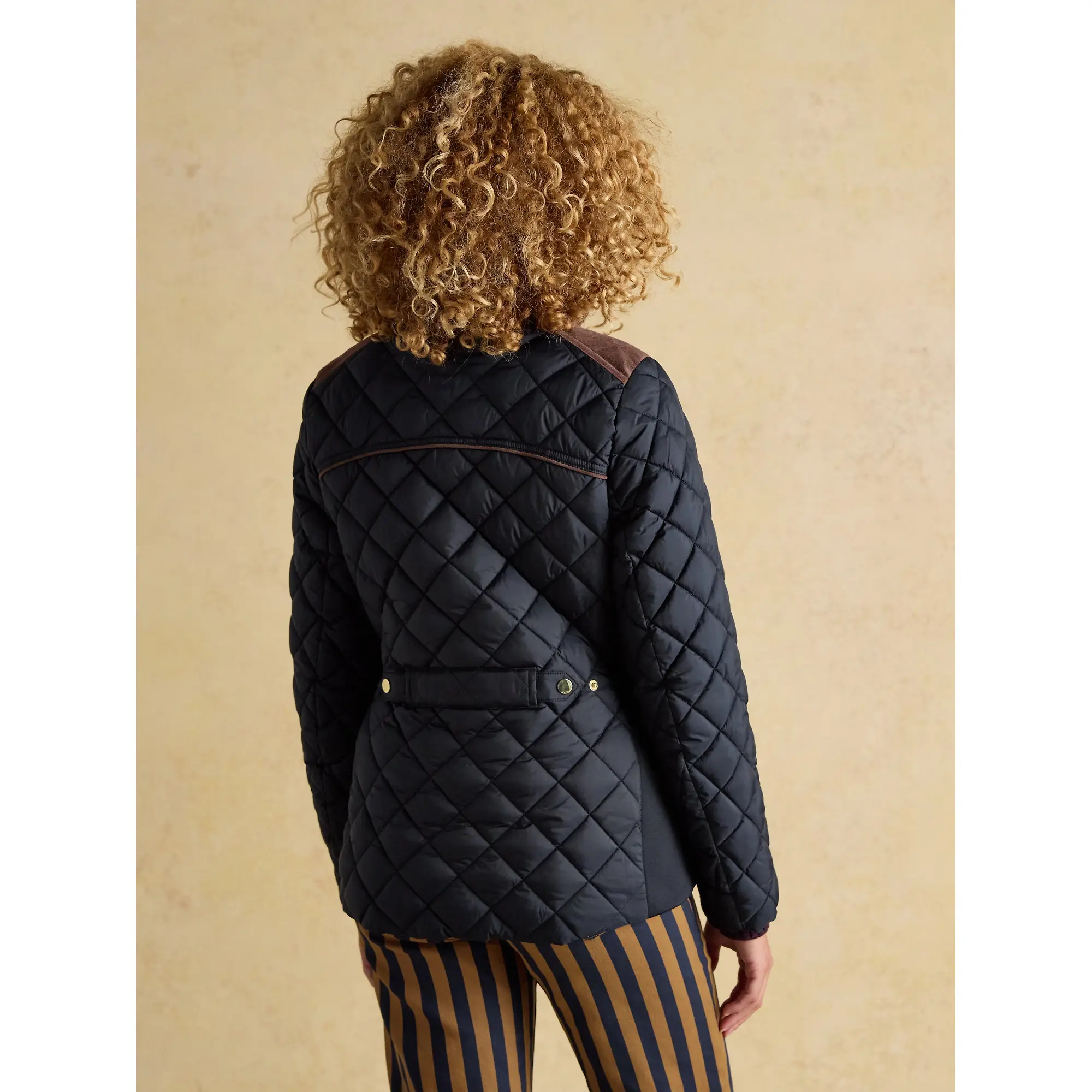 Product image 3 of 12 of Joules Women's Braemar Luxe Showerproof Diamond Quilted Coat - Navy Blue