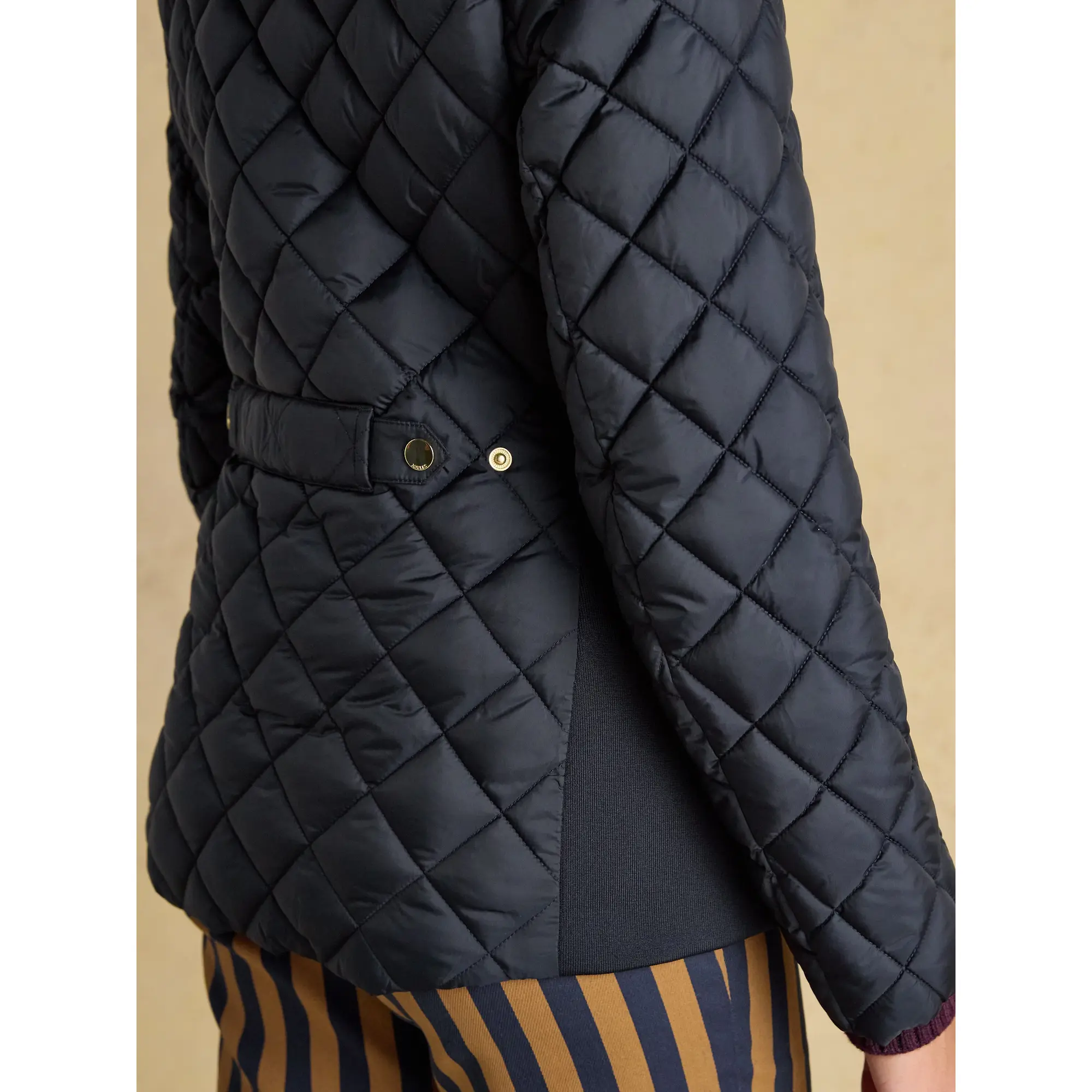 Product image 6 of 12 of Joules Women's Braemar Luxe Showerproof Diamond Quilted Coat - Navy Blue