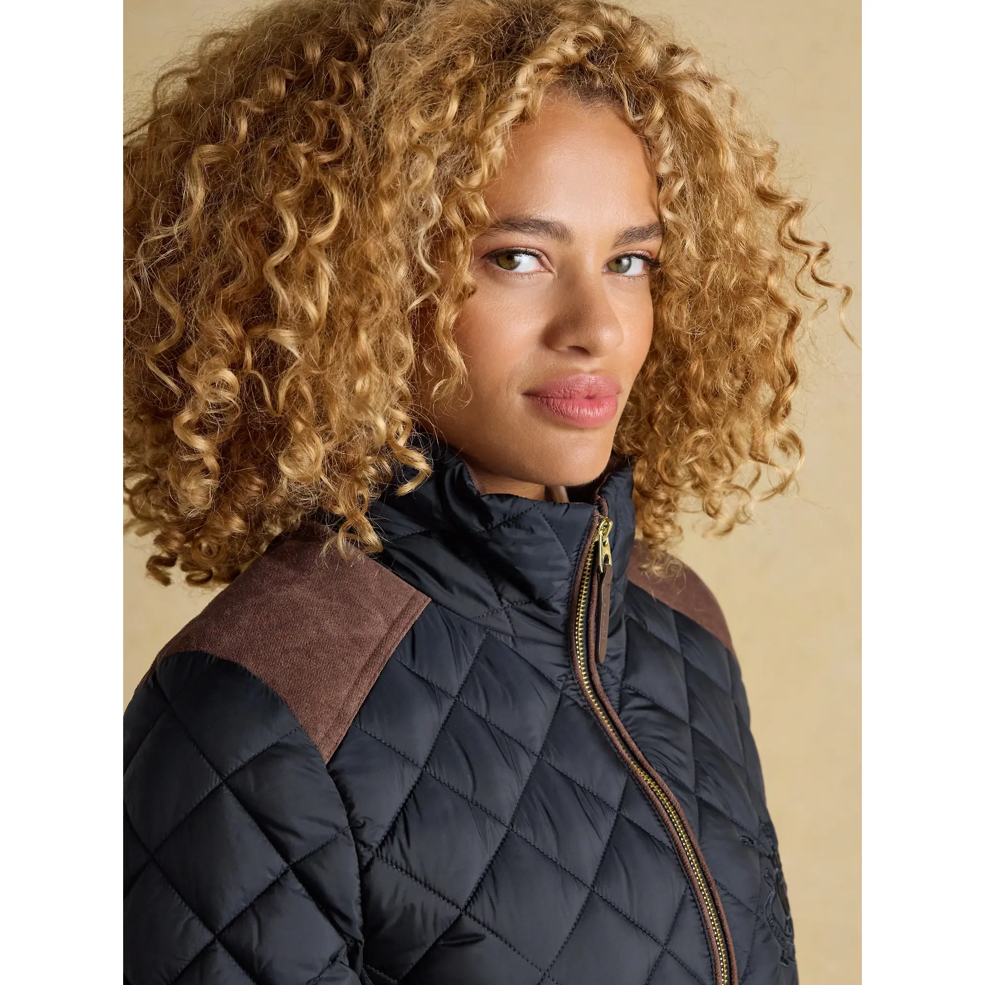 Product image 7 of 12 of Joules Women's Braemar Luxe Showerproof Diamond Quilted Coat - Navy Blue