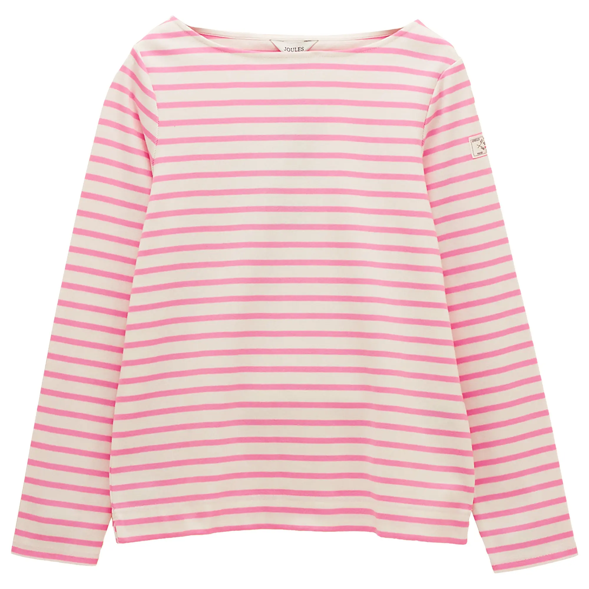 Product image 1 of 8 of Joules Women's Harbour Boat Neck 100% Cotton Long Sleeve Breton Top - Cream/Pink