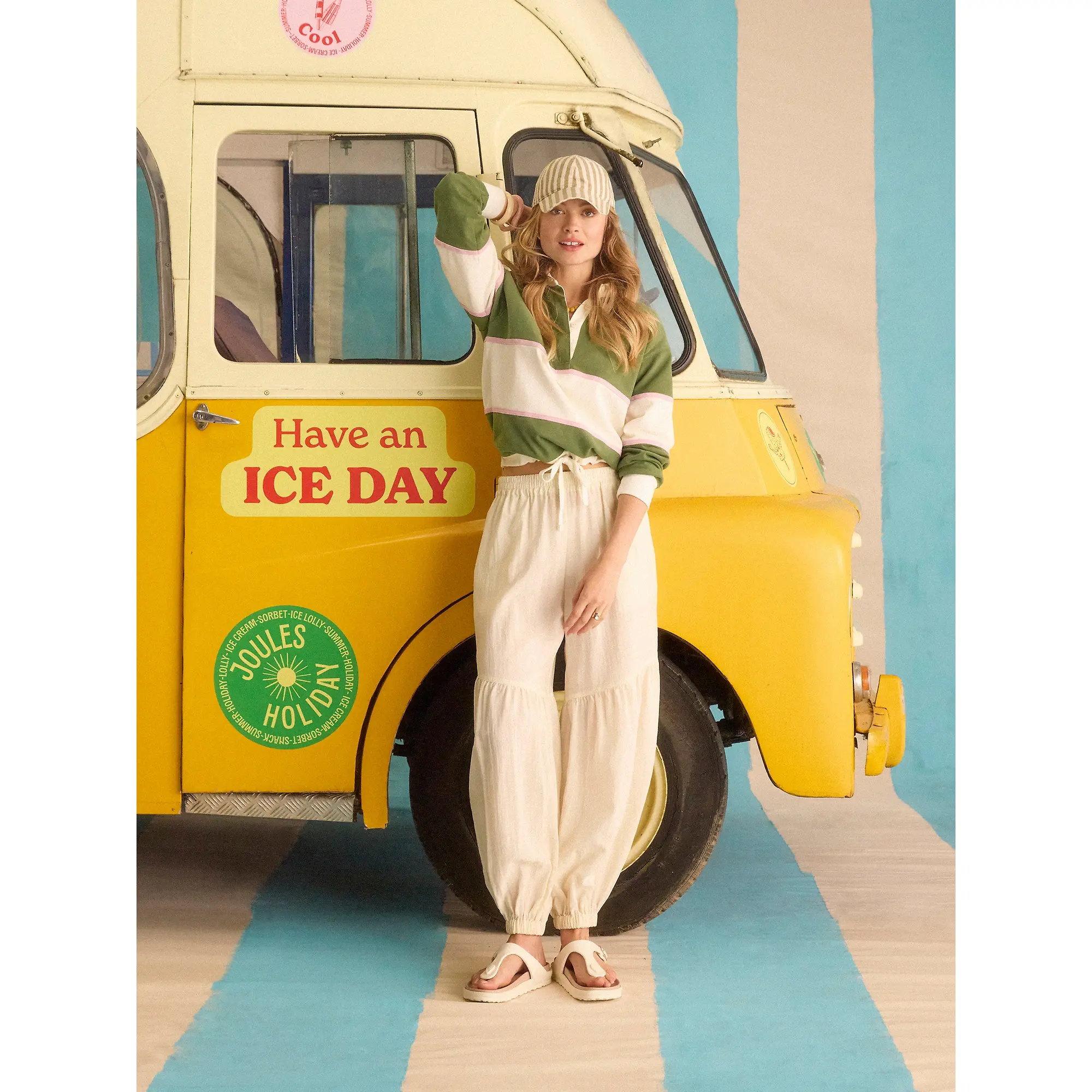 Product image 2 of 10 of Joules Women's Long Sleeve Cotton Collared Rugby Deckshirt - Green Striped