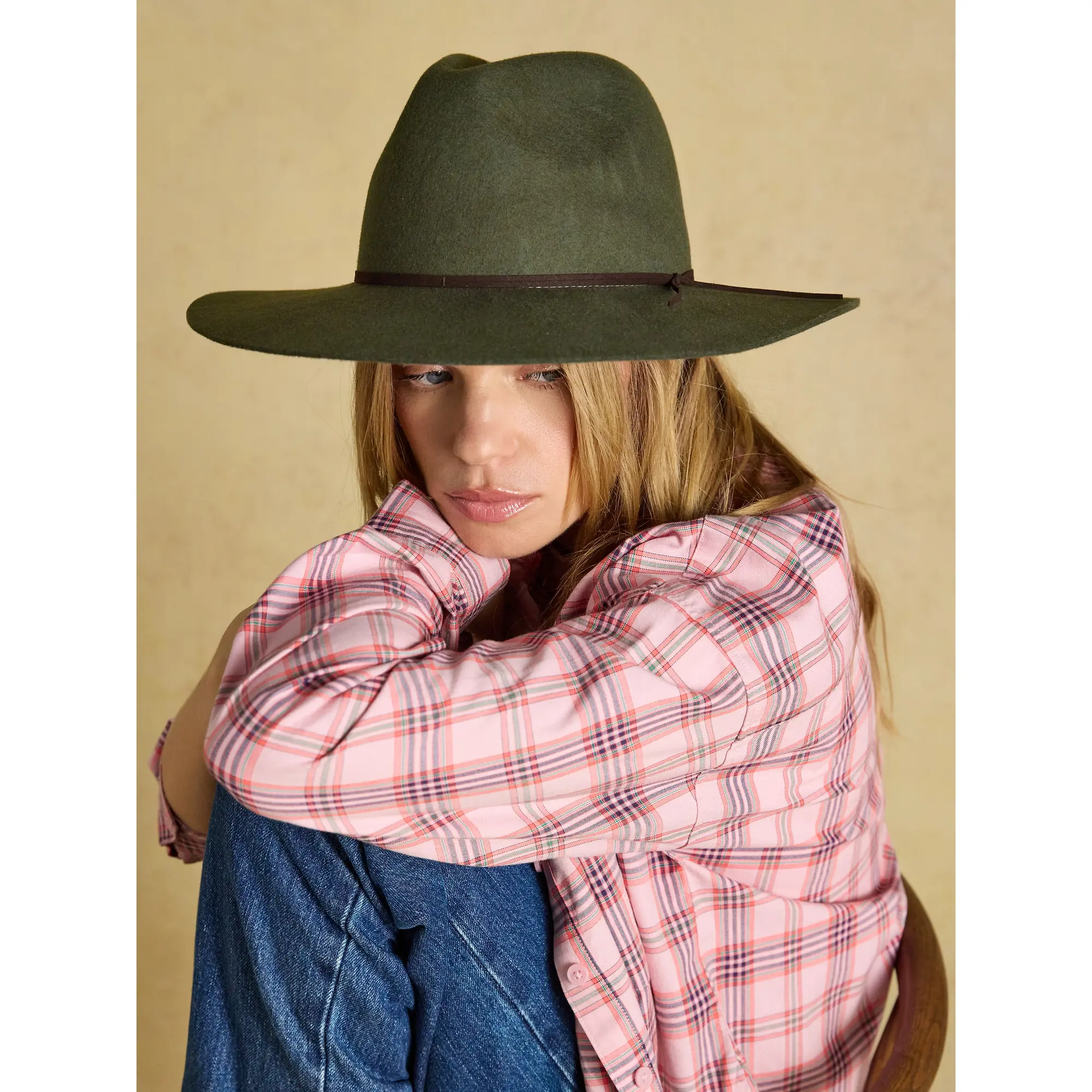 Product image 2 of 7 of Joules Women's Grove Wool Fedora Hat - Khaki Green
