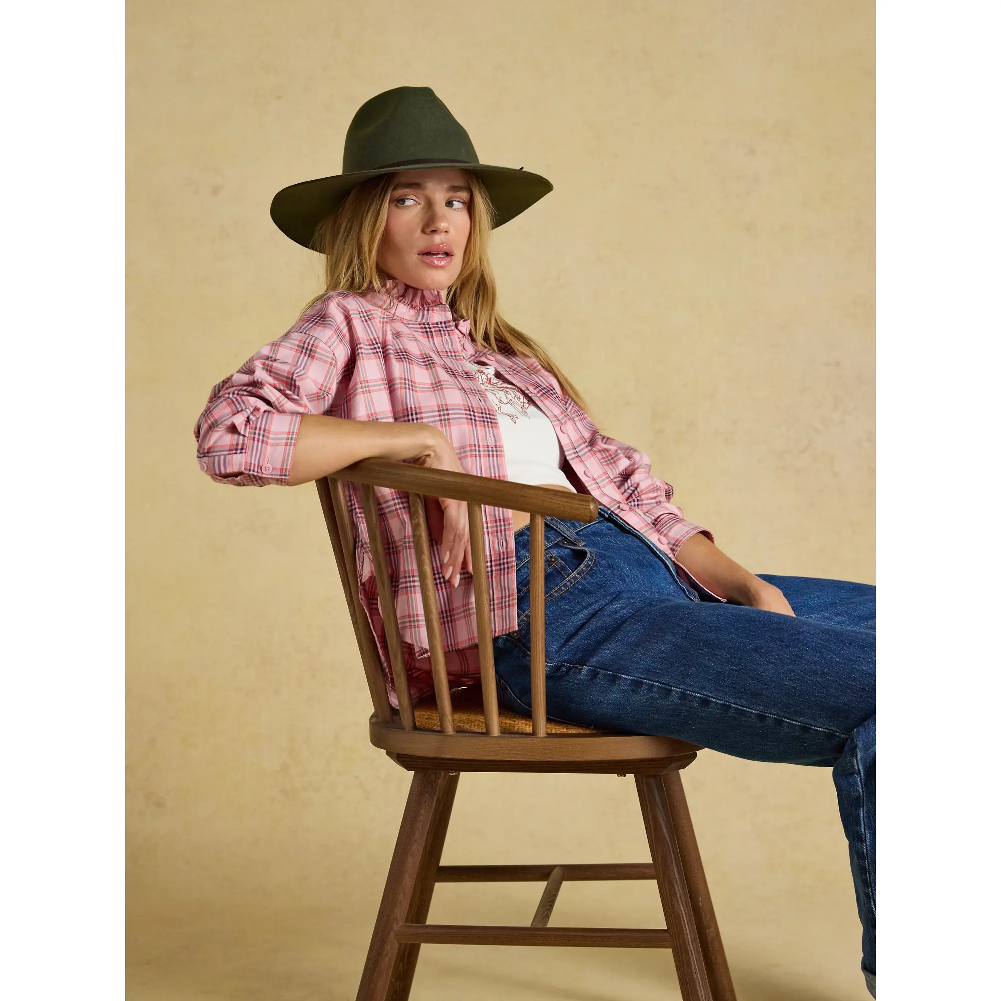 Product image 4 of 7 of Joules Women's Grove Wool Fedora Hat - Khaki Green