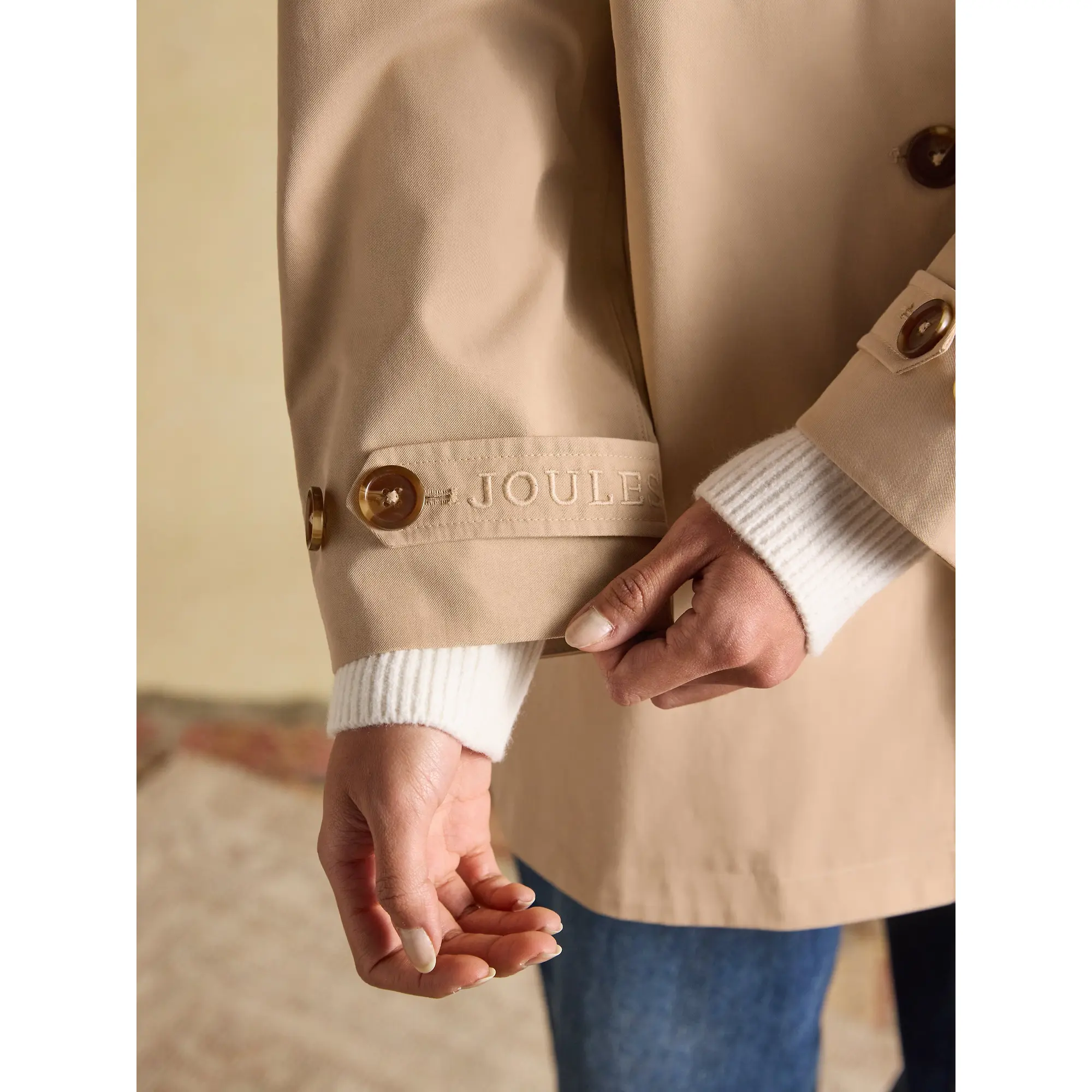 Product image 5 of 12 of Joules Women's Rainmore Waterproof Button Through Raincoat - Tan Brown