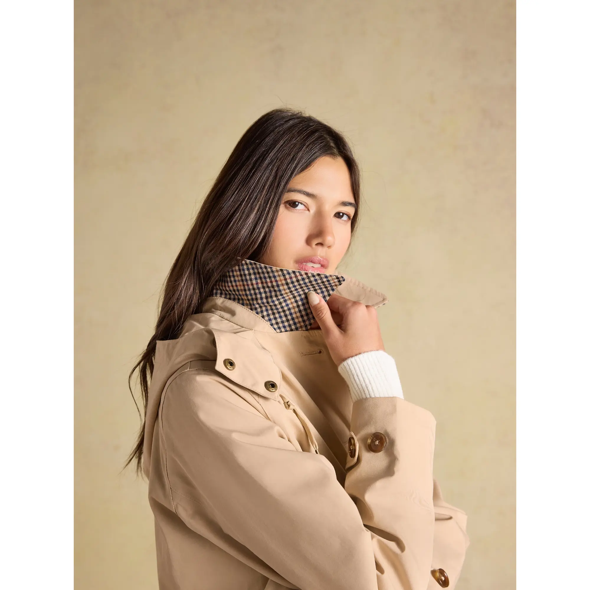Product image 6 of 12 of Joules Women's Rainmore Waterproof Button Through Raincoat - Tan Brown
