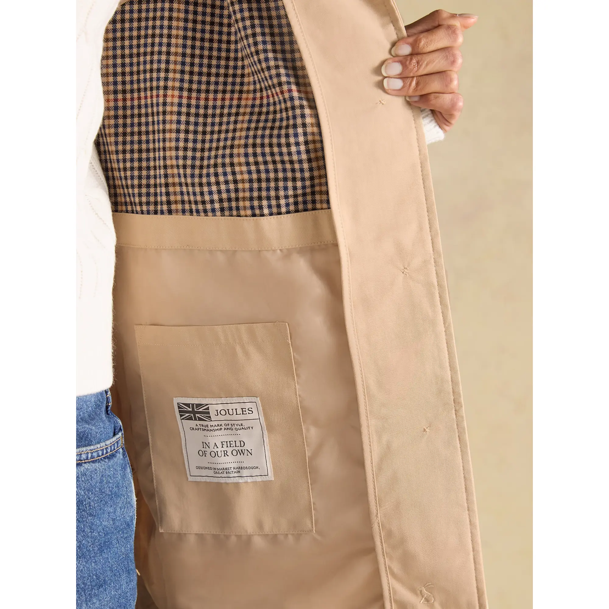 Product image 8 of 12 of Joules Women's Rainmore Waterproof Button Through Raincoat - Tan Brown