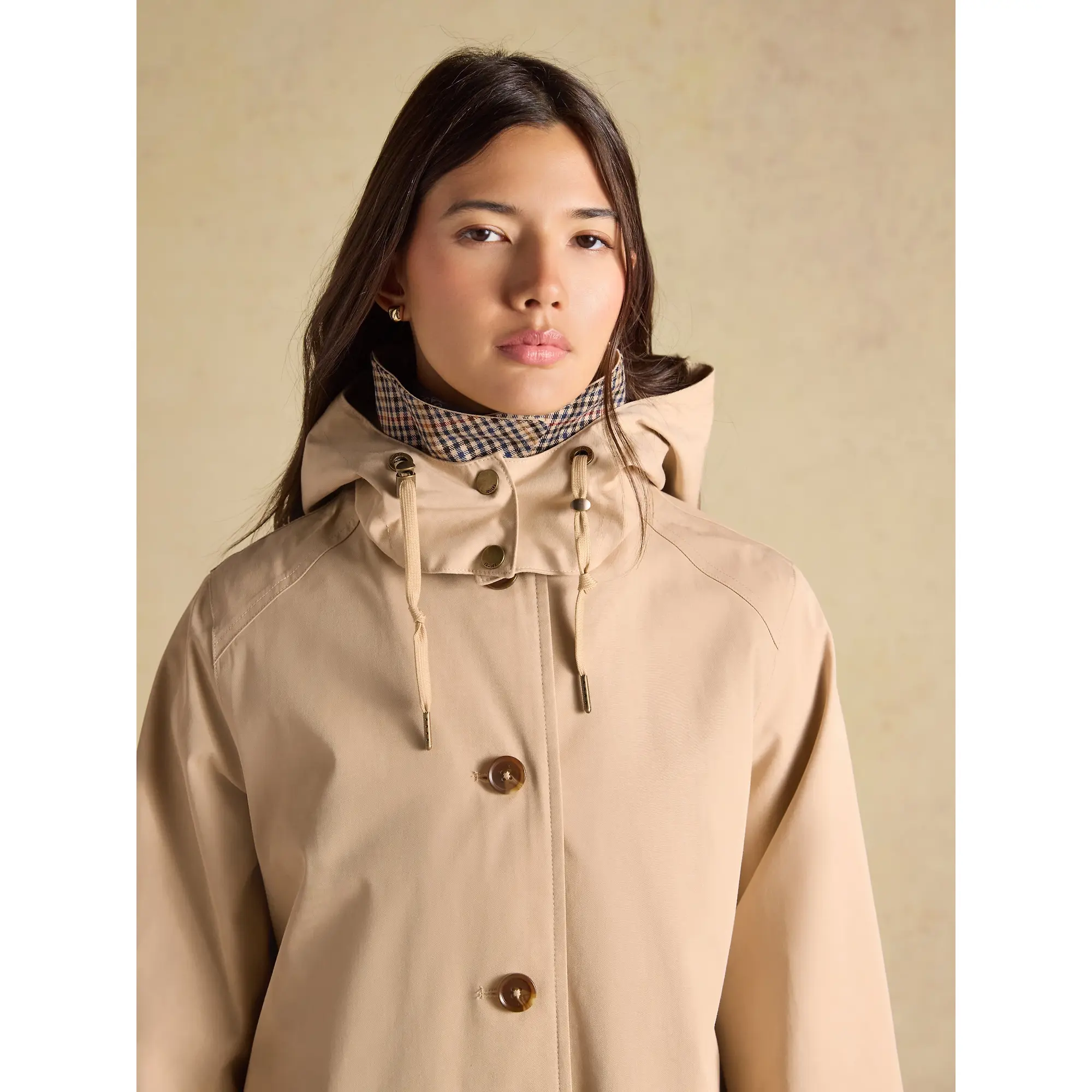 Product image 10 of 12 of Joules Women's Rainmore Waterproof Button Through Raincoat - Tan Brown
