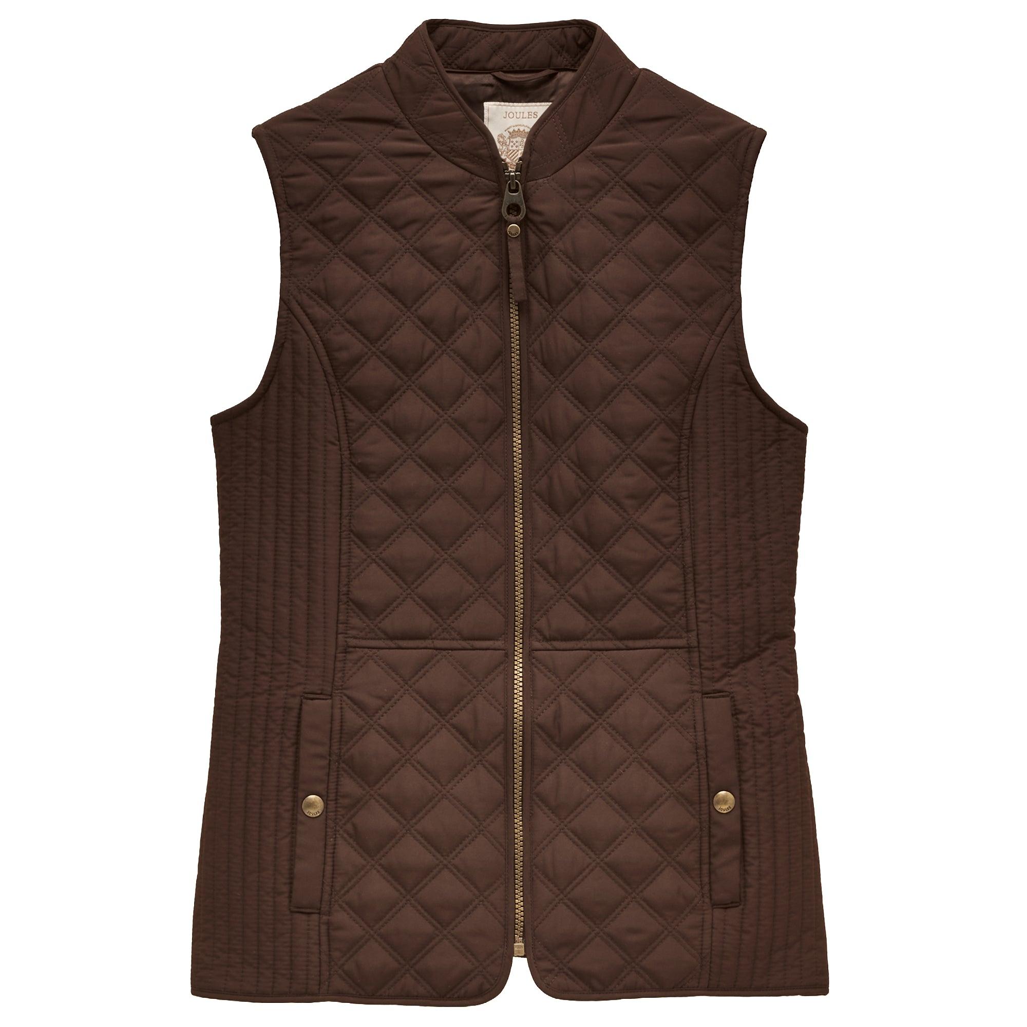 Joules Women's Minx Showerproof Diamond Quilted Gilet - Chocolate Joules Women's Minx Showerproof Diamond Quilted Gilet - Chocolate